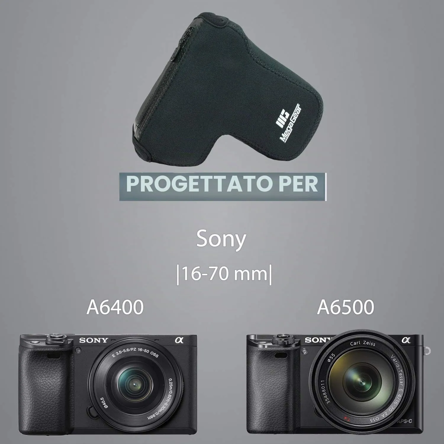 MegaGear Custodia Neoprene Sony A6400 A6500 Nero