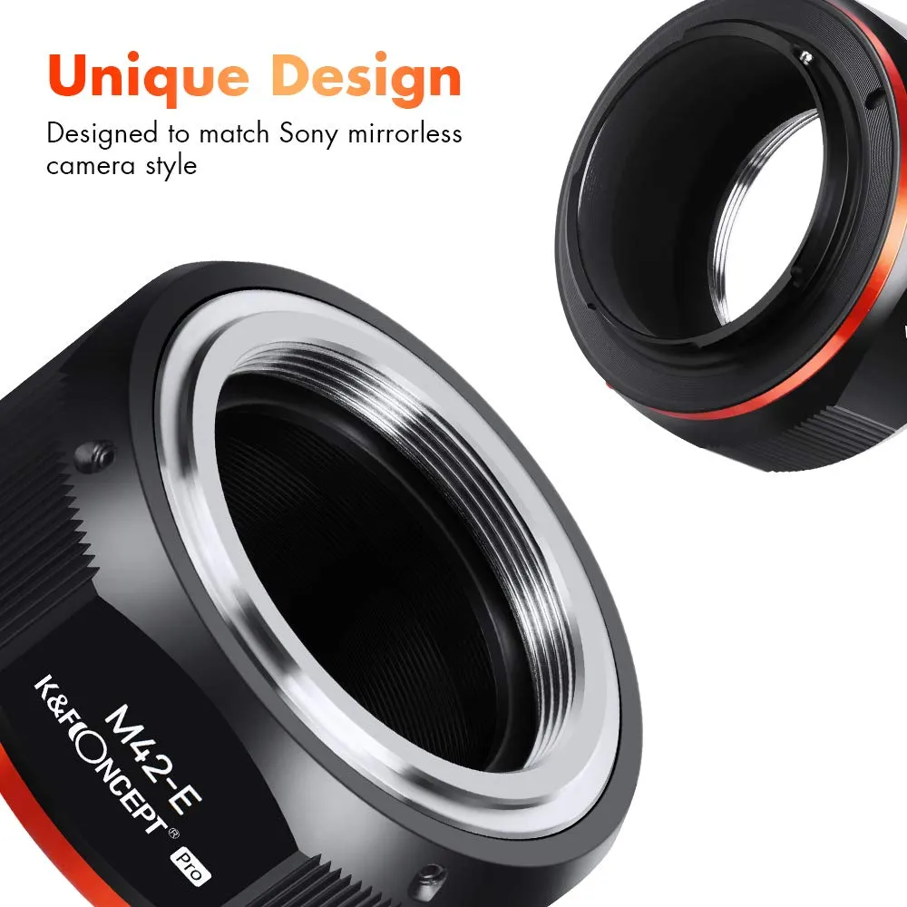 K&F Concept M42 Sony E adattatore metallo infinito manuale