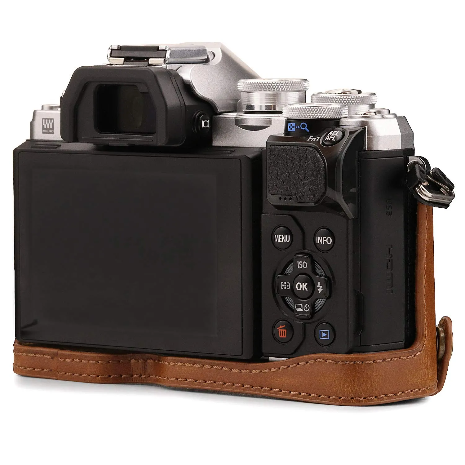 MegaGear MG971 Mezza Custodia Olympus E-M10 Marrone Chiaro