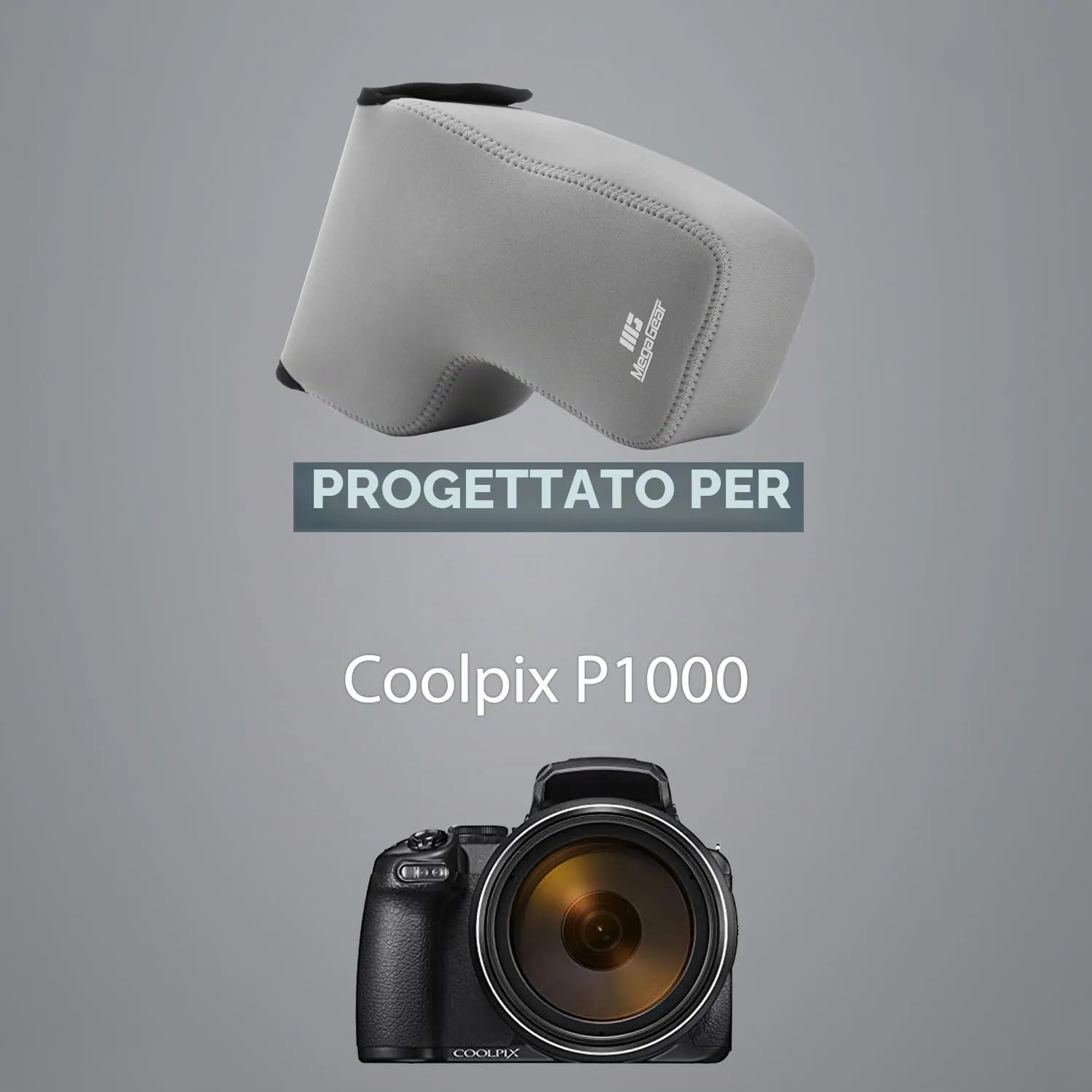 MegaGear MG1532 custodia neoprene Nikon P1000 marrone scuro