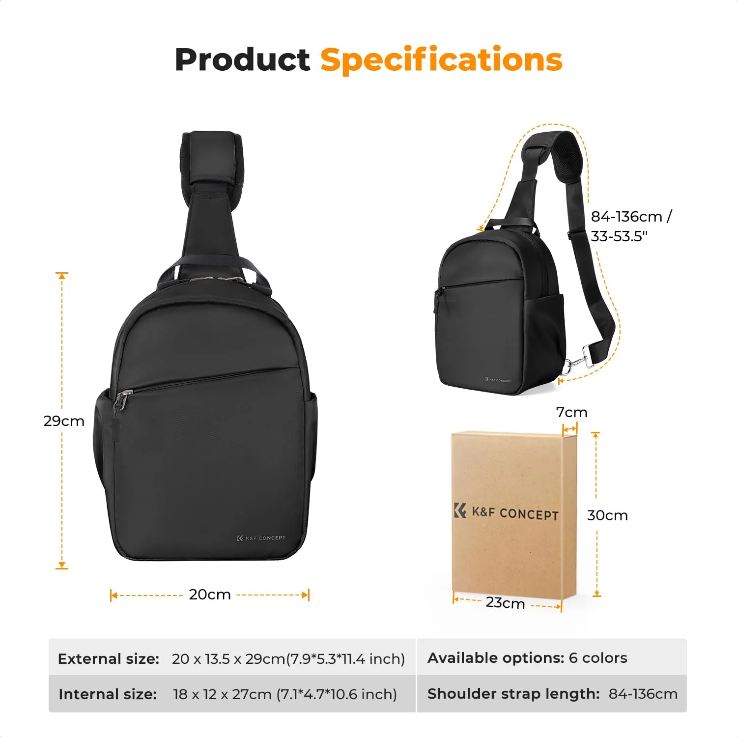 K&F Concept borsa fotografica monospalla nera impermeabile