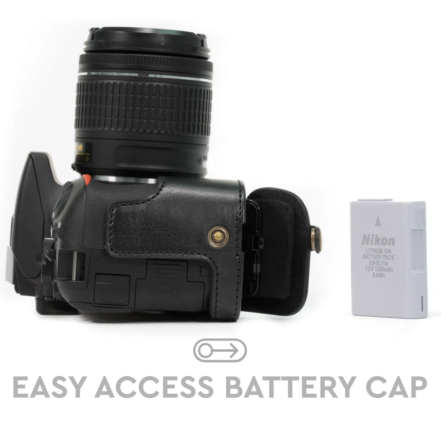 MegaGear Ever Ready Mezza Custodia Pelle Nikon D5600 Nero