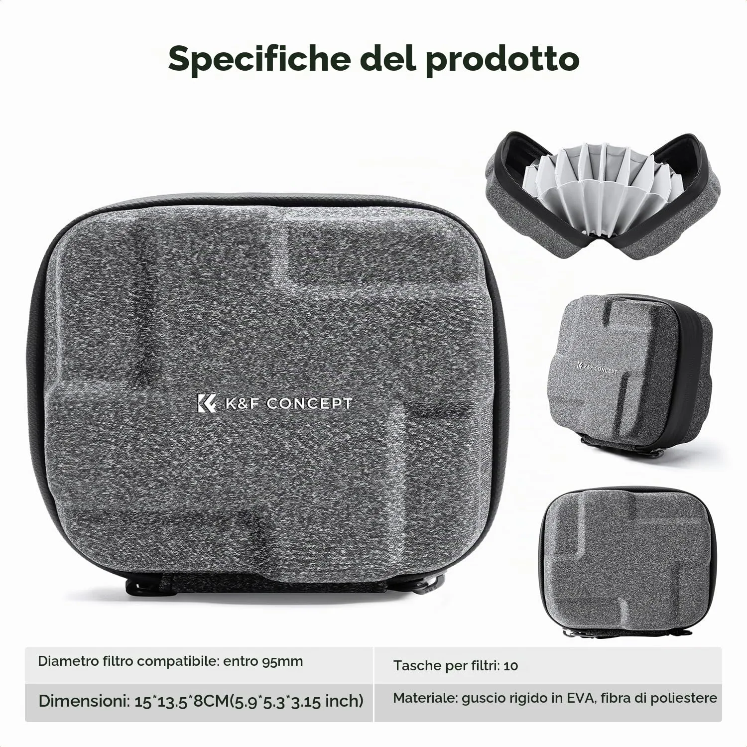 K&F Concept custodia filtri 10 slot taglia L EVA