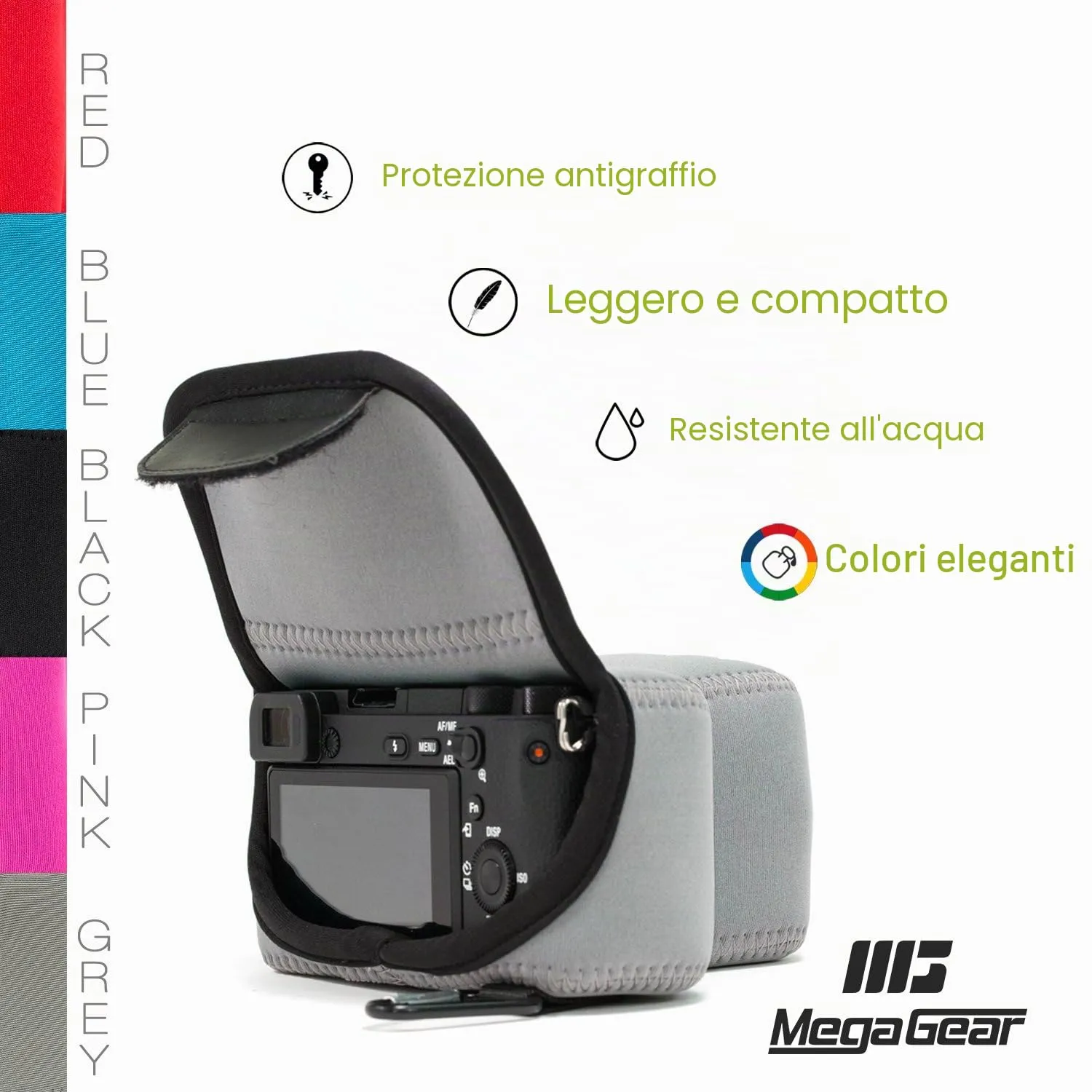 MegaGear MG1500 custodia neoprene Sony A6400 grigia