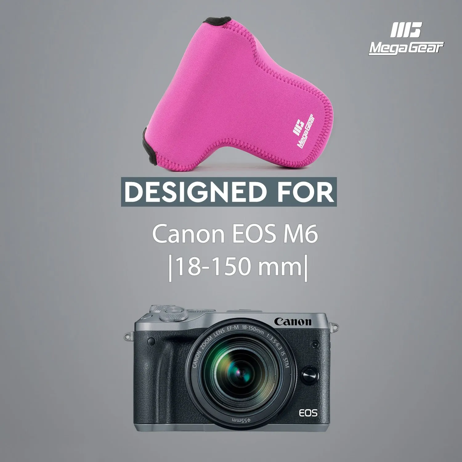 MegaGear MG1155 Canon EOS M6 18-150mm custodia neoprene rosa