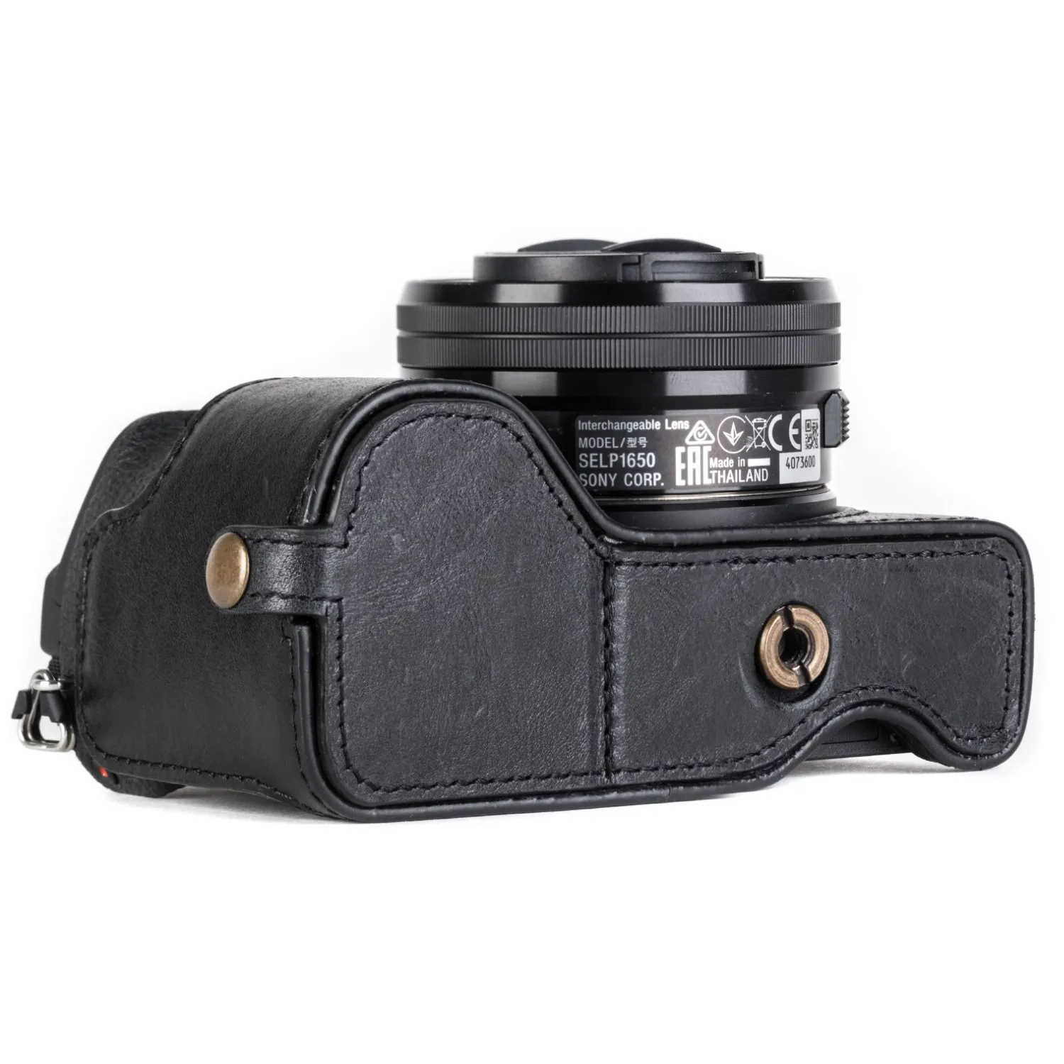 MegaGear Ever Ready A6500 mezza custodia pelle nero vera pelle