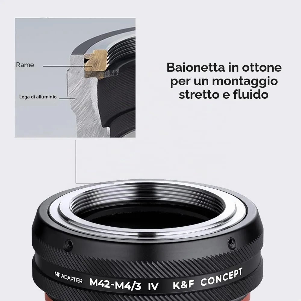 K&F Concept M42-M4/3 adattatore obiettivi manuale M42