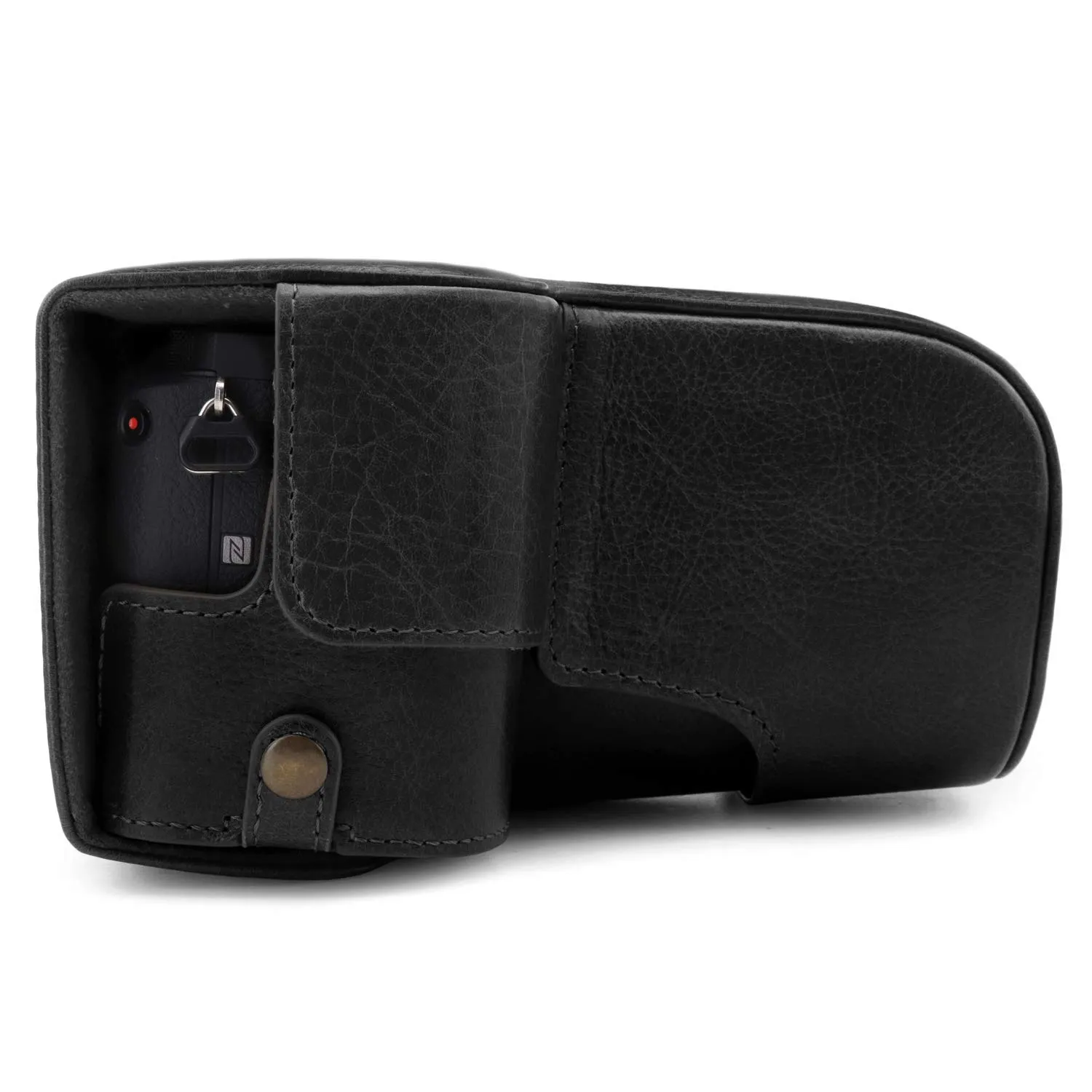 MegaGear Ever Ready A6600 custodia pelle nera 18-135mm
