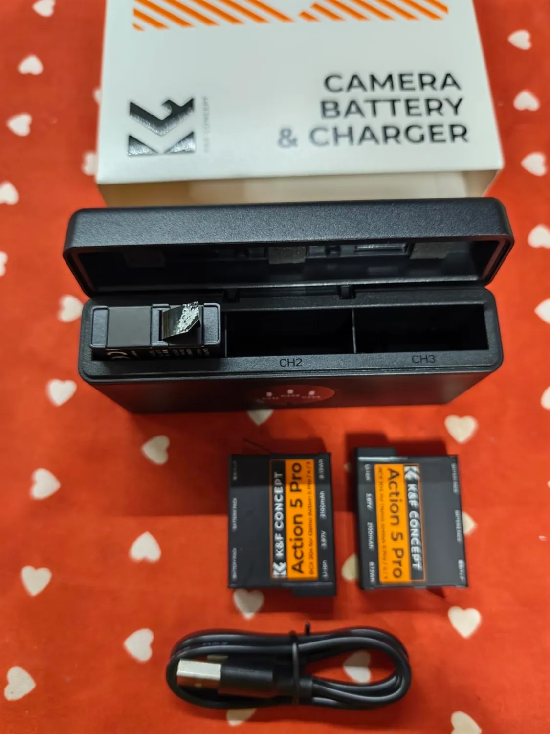 K&F Concept Osmo Action Kit 3 Batterie 2100mAh + Box USB-C