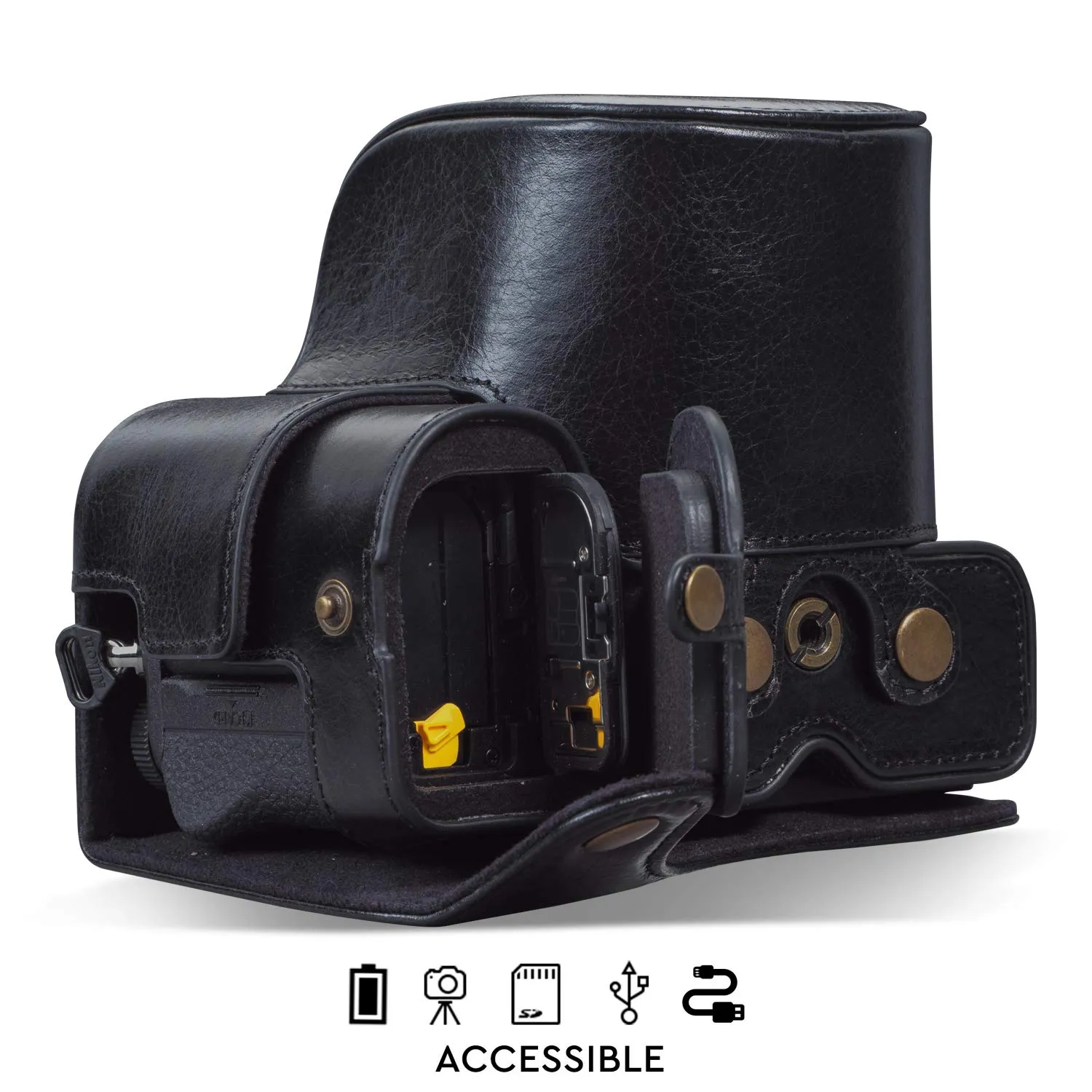 MegaGear Nikon Z5 custodia fotocamera pelle vera nera