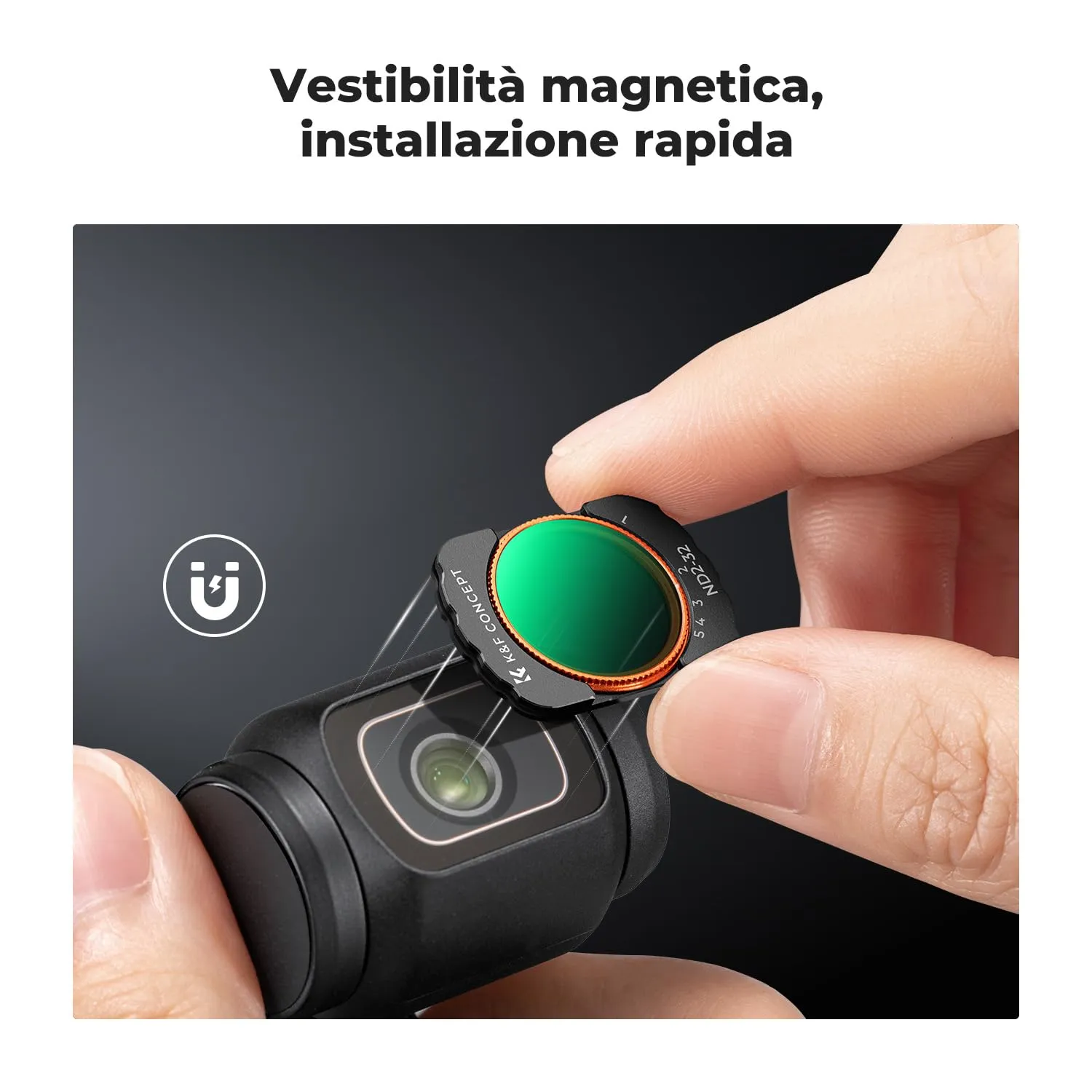 K&F Concept kit filtri magnetici Osmo Pocket 3/4 CPL + ND2-32 + Black Mist 1/4