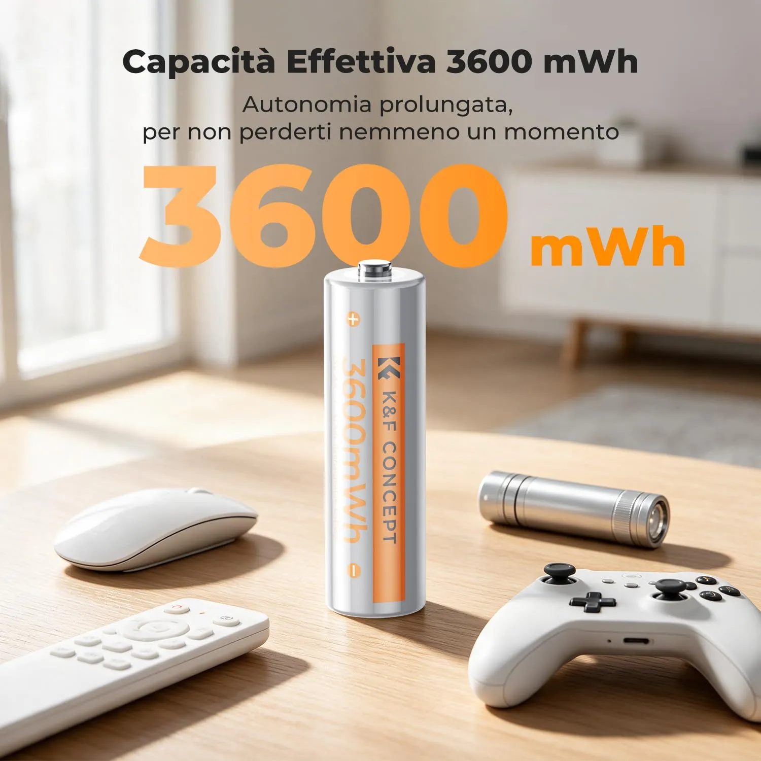 K&F Concept batterie AA litio ricaricabili 12 pezzi 1,5V