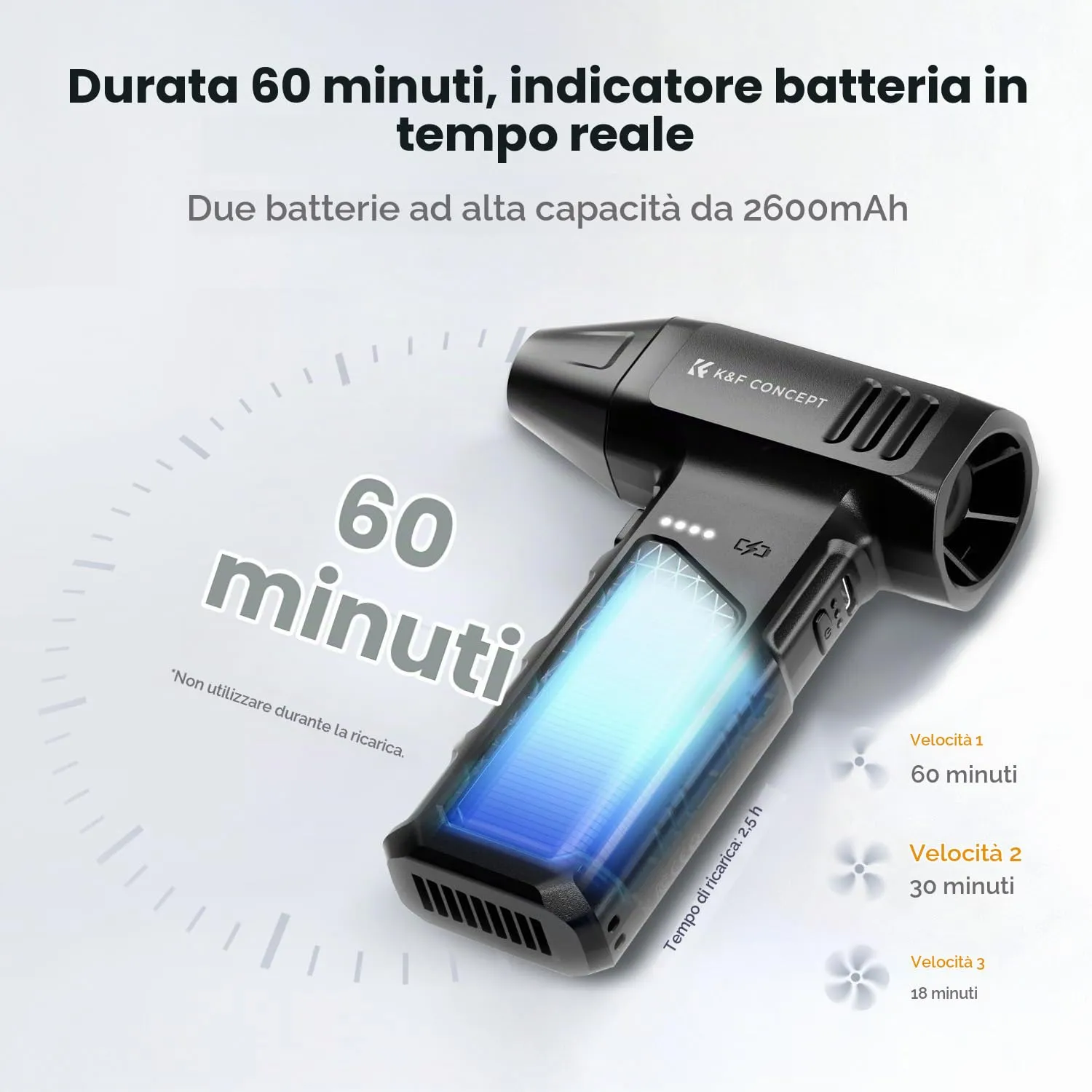 K&F Concept Soffiatore Aria Compressa 110K 3 Velocità LED