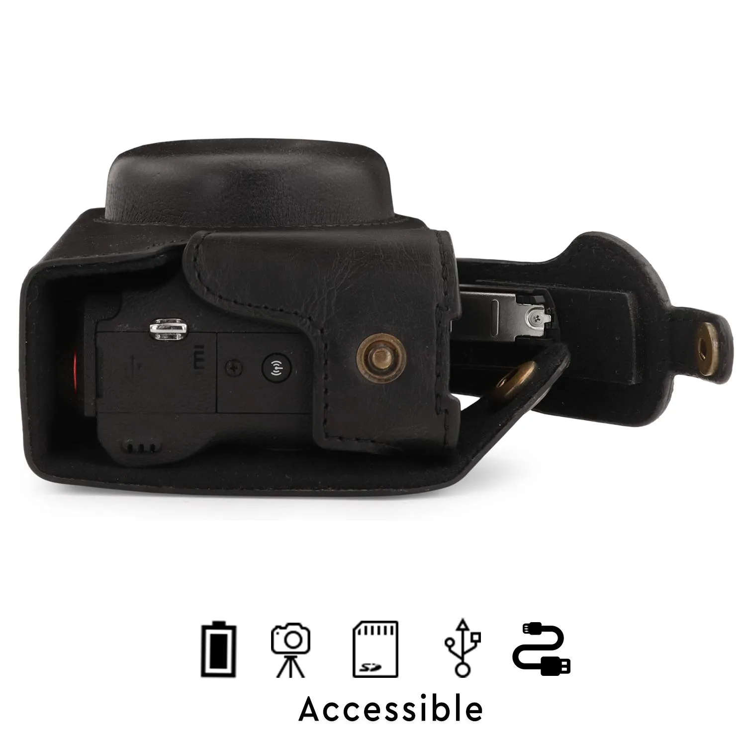 MegaGear Canon G5 X Mark II custodia pelle nera Ever Ready