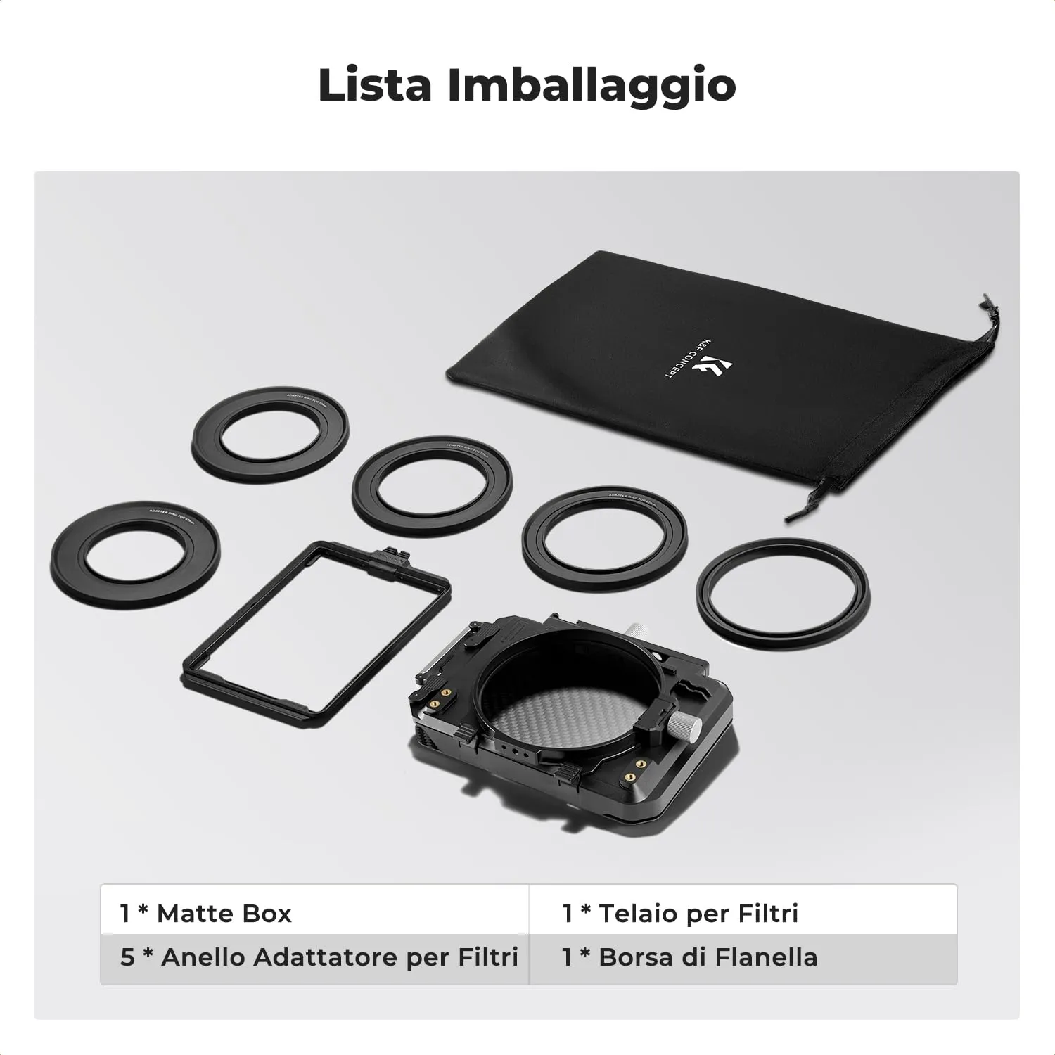 K&F Concept Mini Matte Box Paraluce Fibra Carbonio