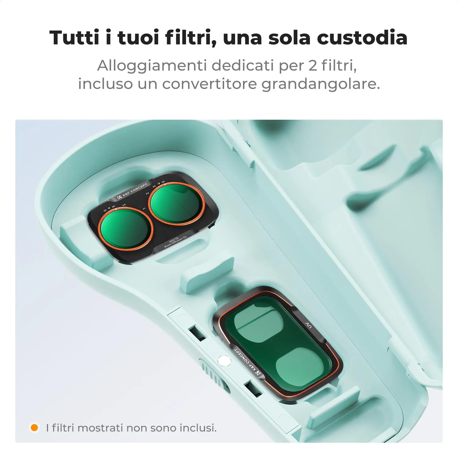K&F Concept Custodia Pocket 4P Rigida Verde filtri
