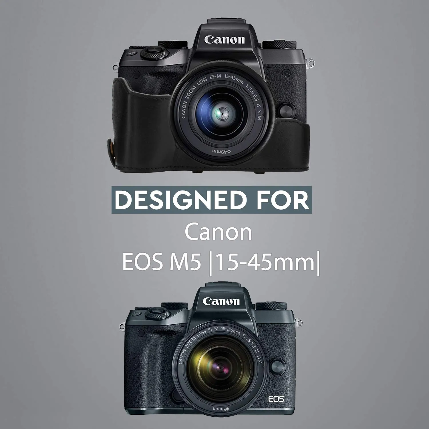 MegaGear Ever Ready Canon EOS M5 15-45mm custodia pelle nera