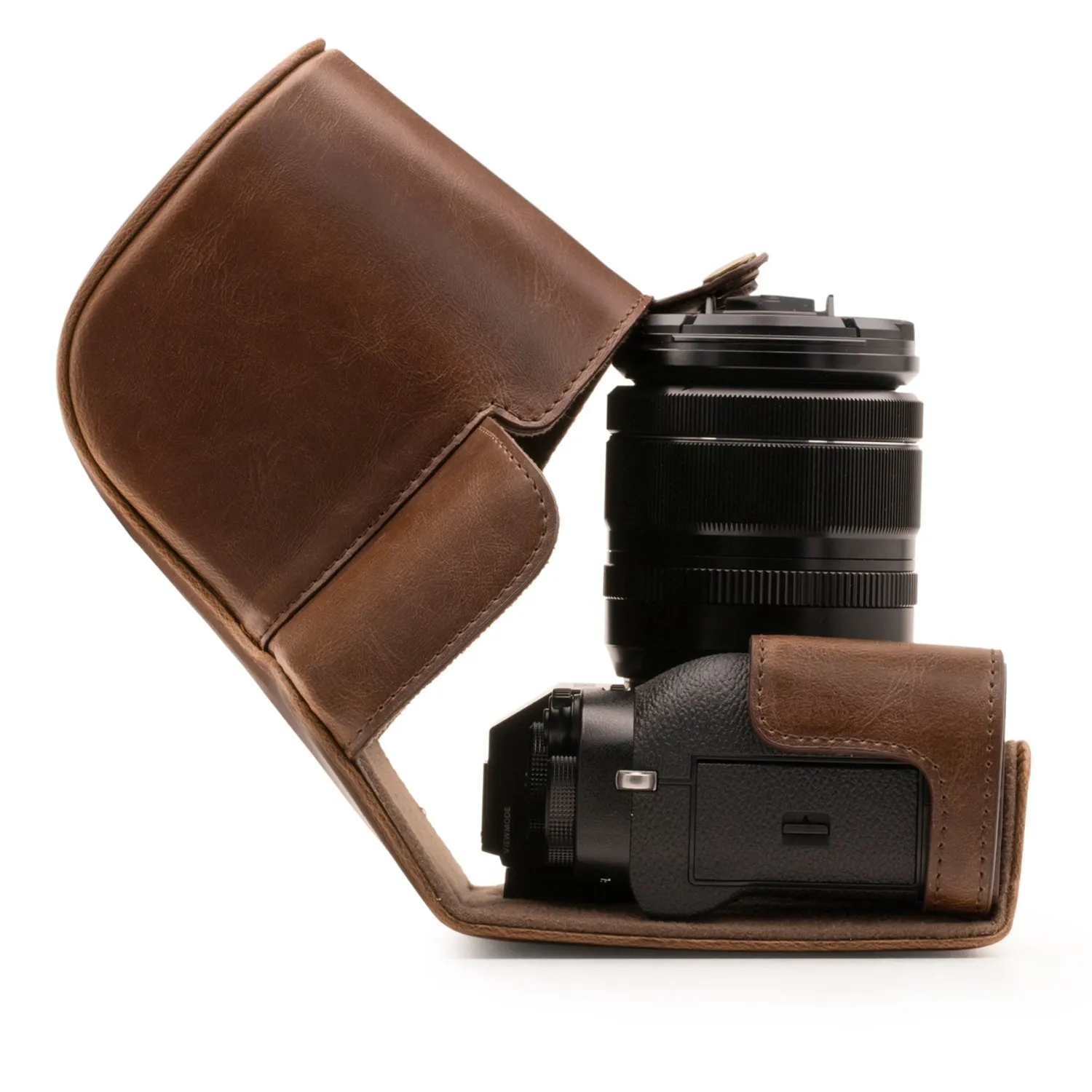 MegaGear MG871 custodia pelle Fujifilm X-T2 marrone scuro