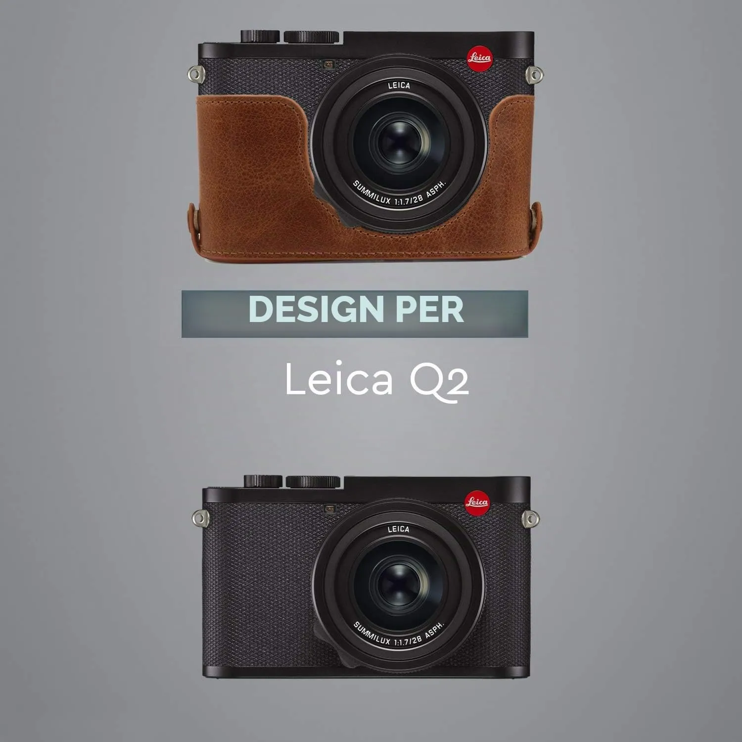 MegaGear MG1719 Mezza Custodia Pelle per Leica Q2 Marrone