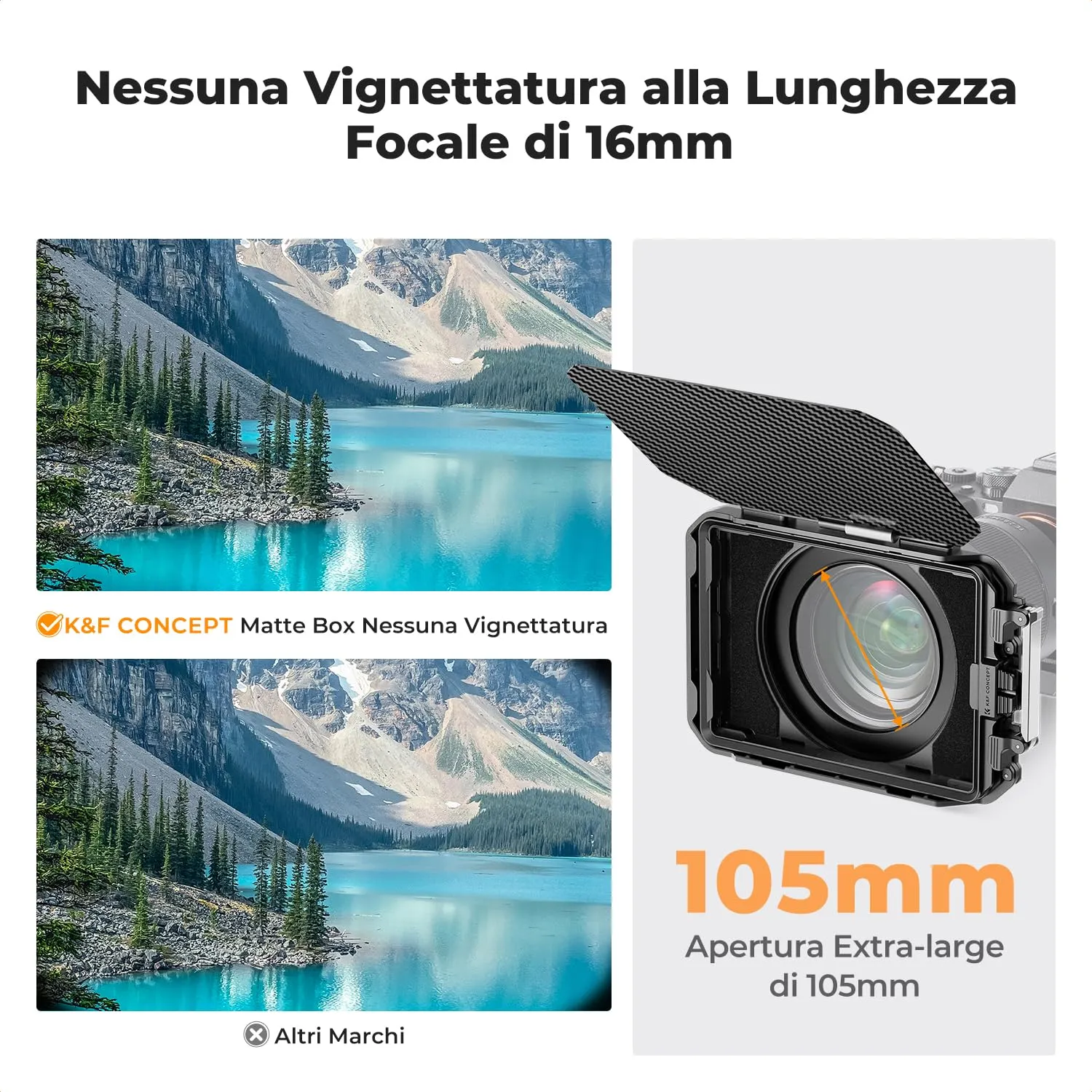 K&F Concept Mini Matte Box carbonio con bandiera superiore
