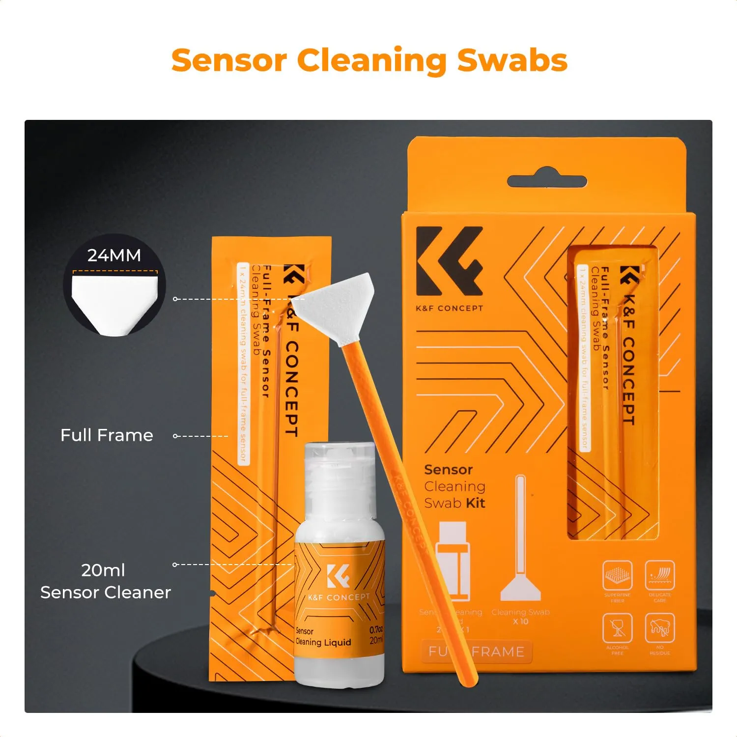 K&F Concept kit pulizia sensore full-frame 24mm 10 pezzi delicato