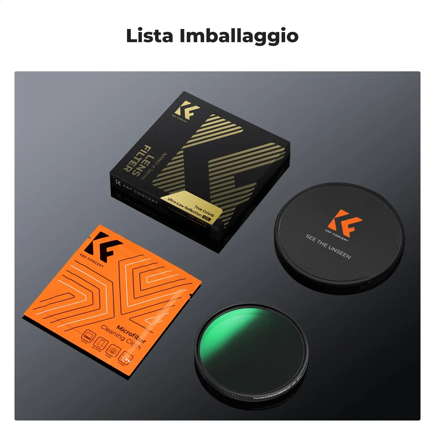 K&F Concept Nano-Xcel Filtro CPL True Color 82mm Bassa Riflessione