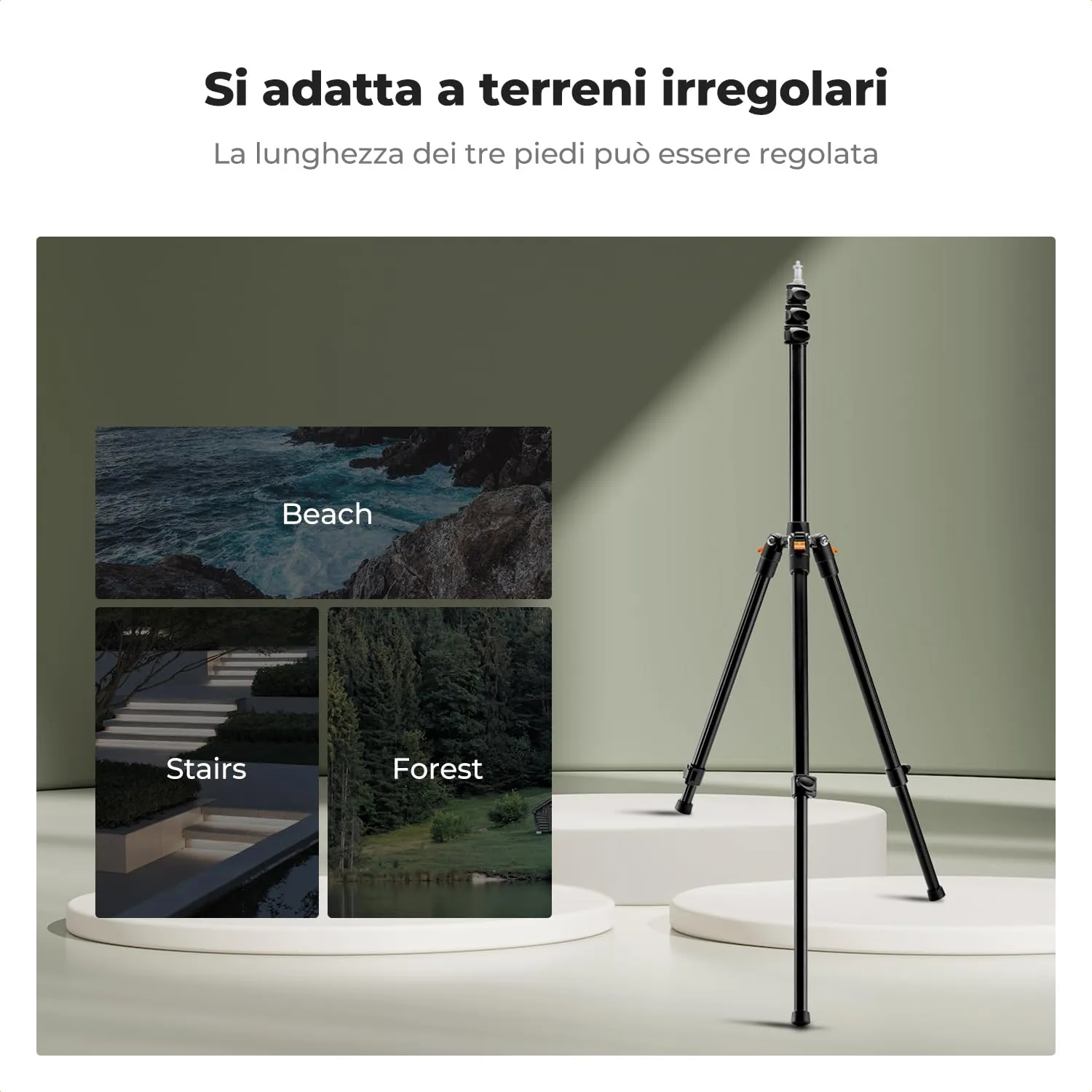 K&F Concept treppiede luce alluminio 2m vite 1/4"