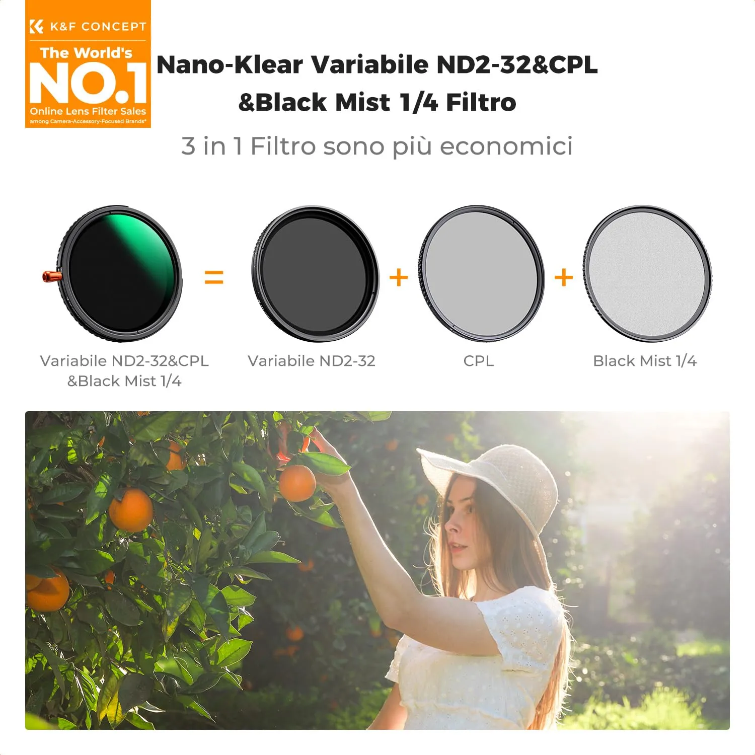 K&F Concept Nano-Klear filtro 3 in 1 67mm CPL Mist ND2-32
