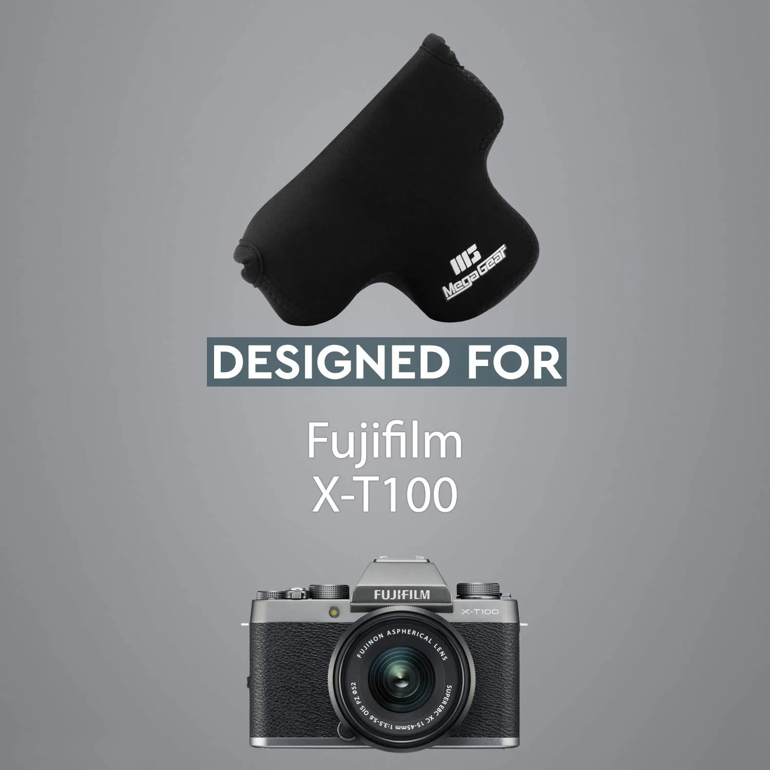 MegaGear MG1489 Fujifilm X-T100 15-45mm custodia neoprene nera