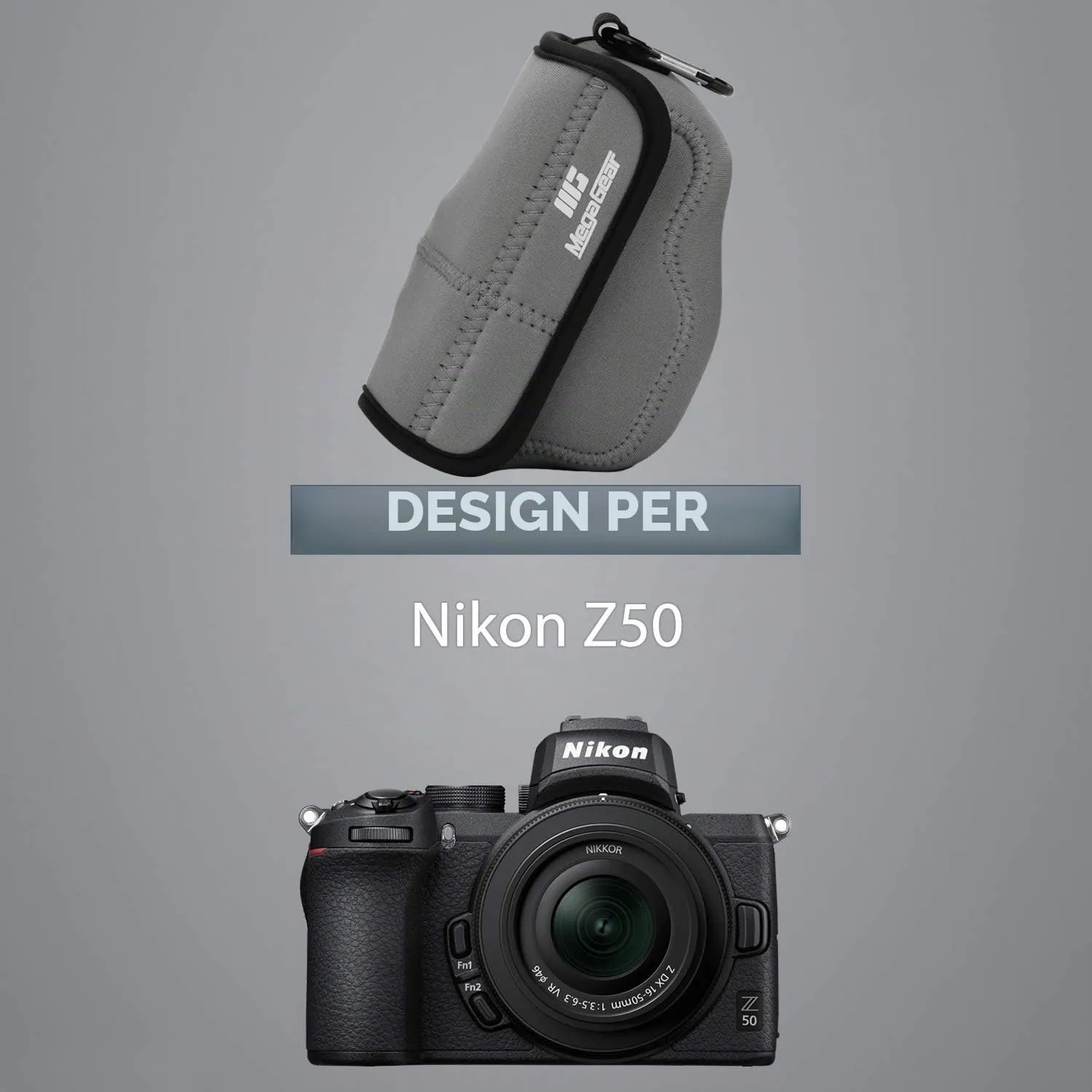 MegaGear MG1819 custodia neoprene grigio Nikon Z50 16-50mm