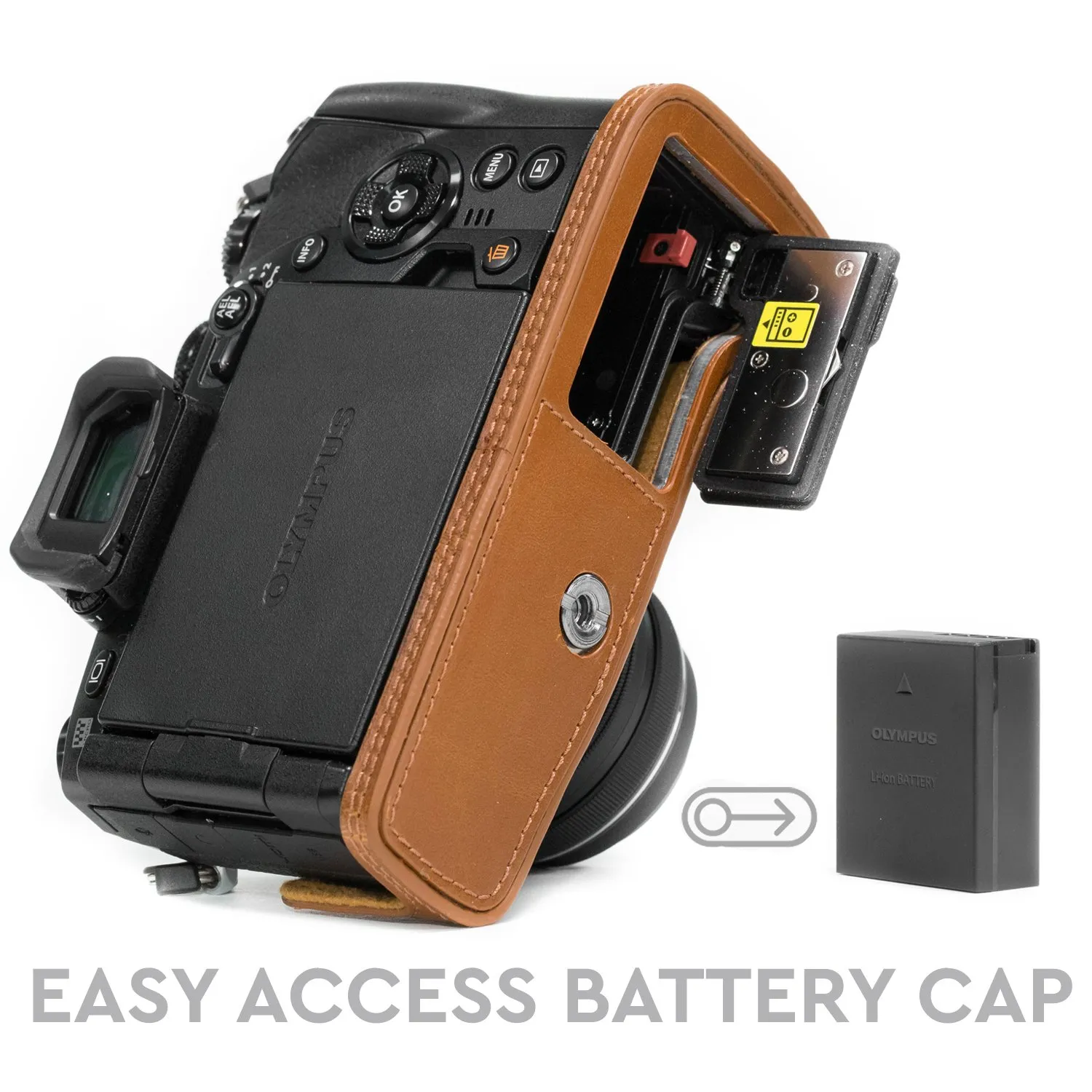 MegaGear Ever Ready Mezza Custodia Pelle Olympus OM-D E-M1 Nero