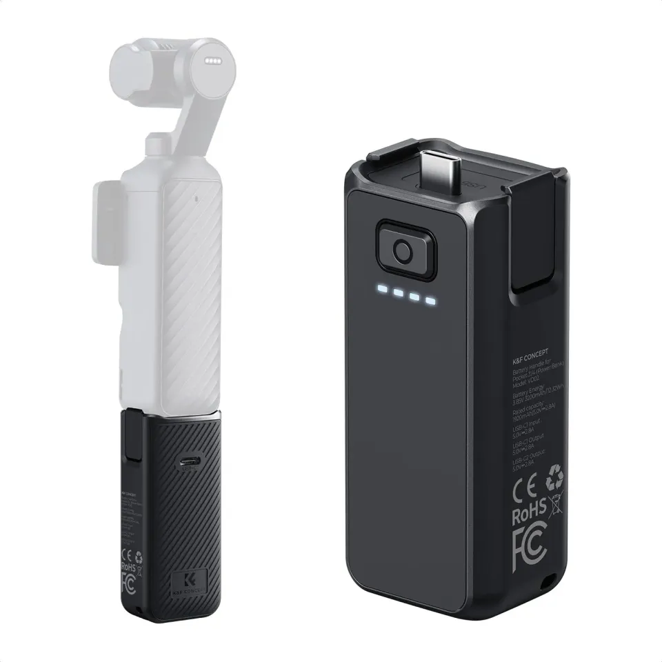 K&F Concept Impugnatura Batteria 3200mAh per Osmo Pocket 3 USB