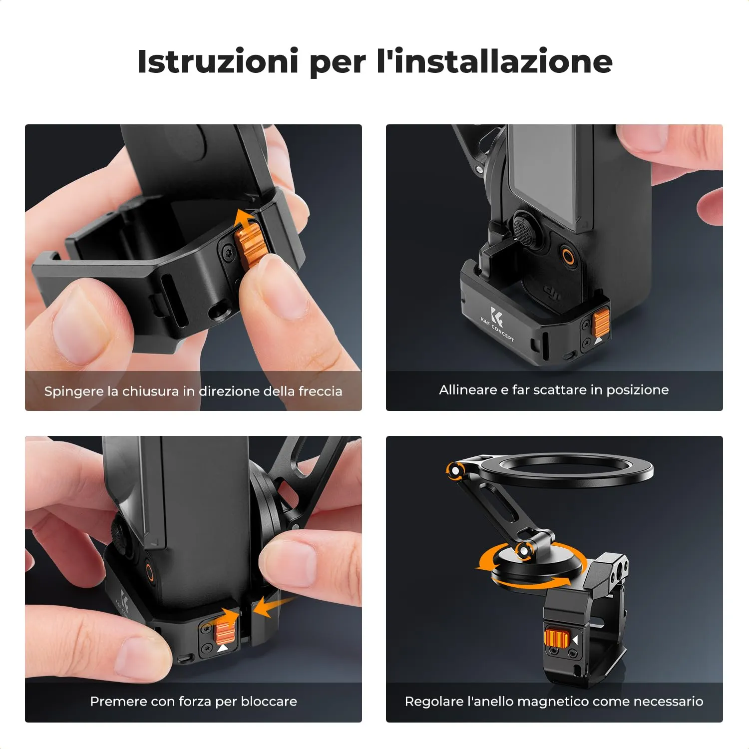 K&F Concept supporto magnetico alluminio DJI Pocket 3