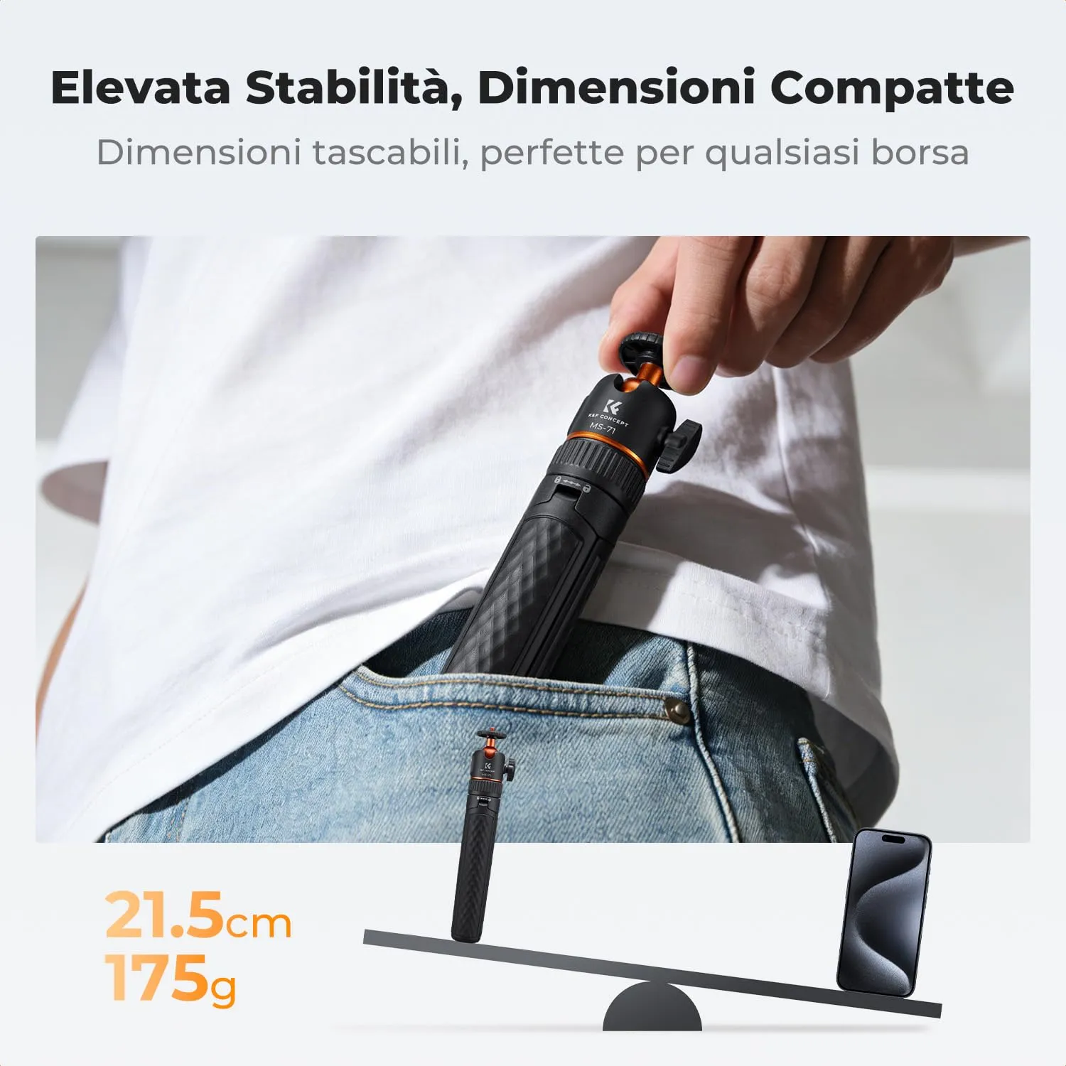 K&F Concept 65cm Treppiede Smartphone con Telecomando