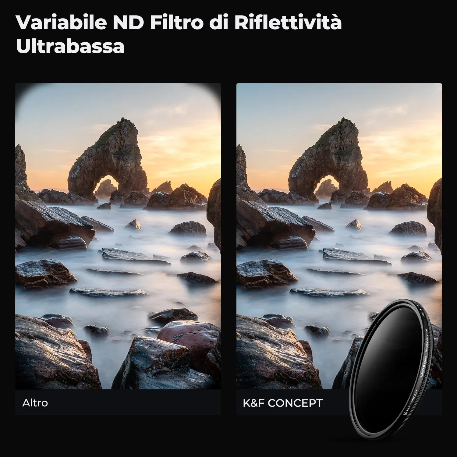K&F Concept Nano-Basic ND2-400 filtro variabile 82mm 1-9 stop