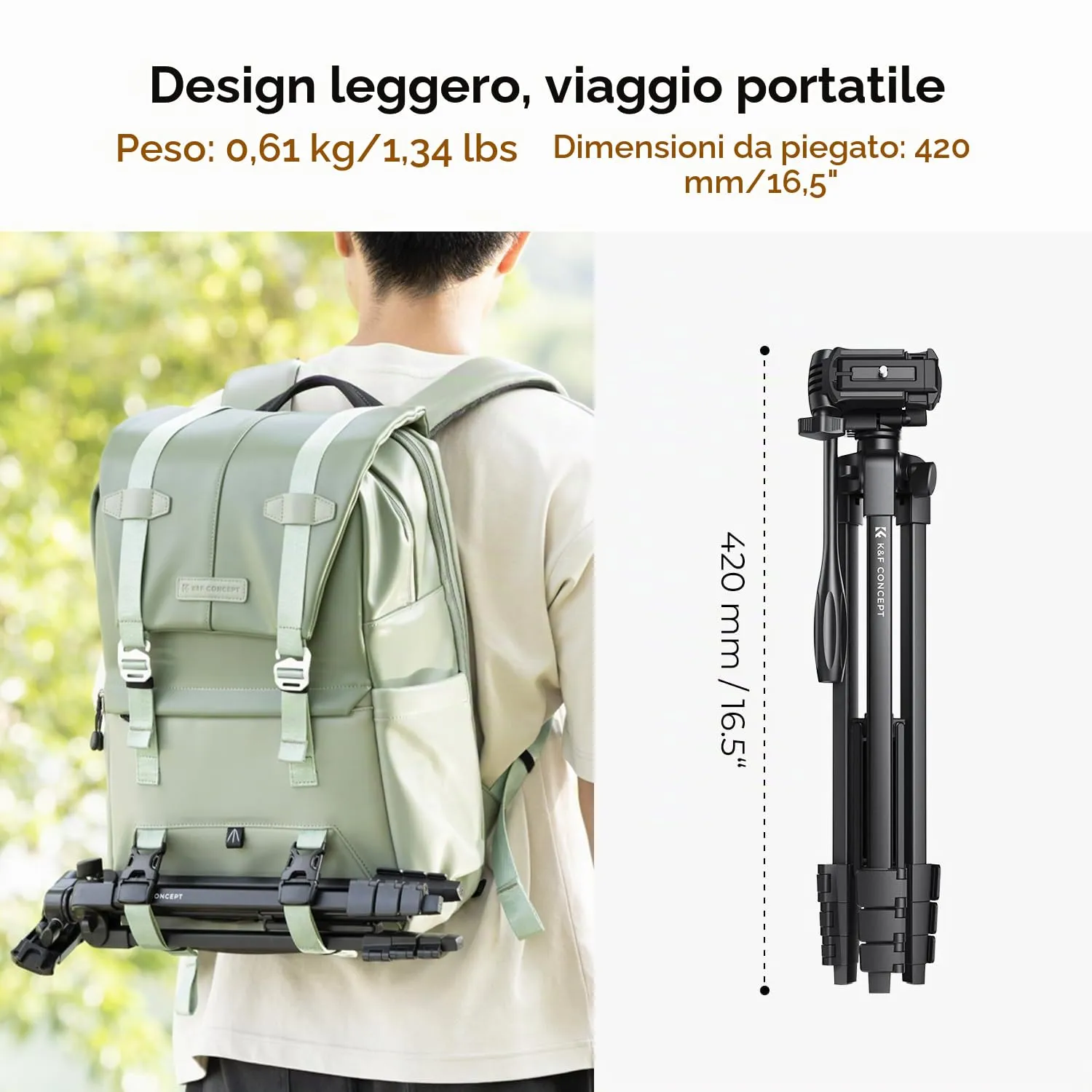 K&F Concept treppiede smartphone 152cm telecomando leggero