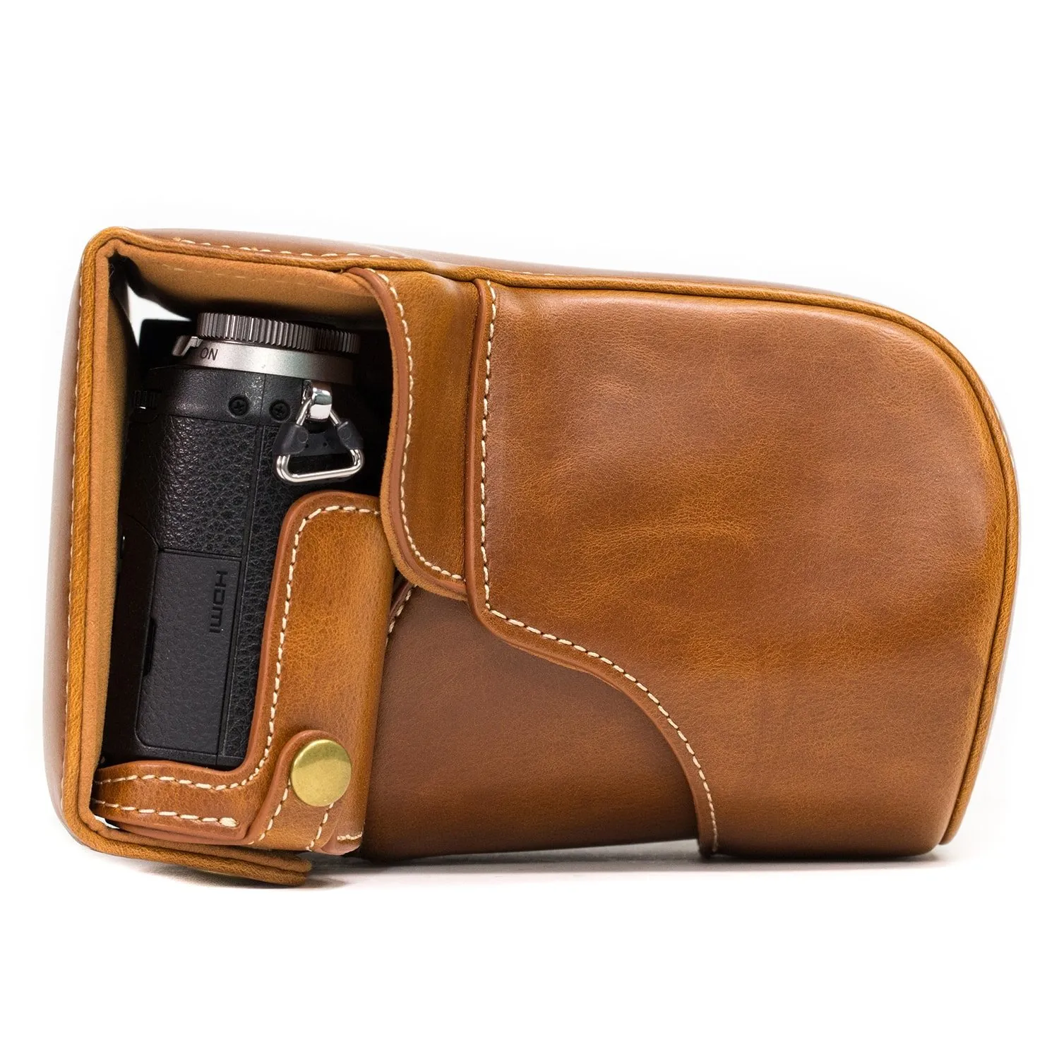 MegaGear MG998 custodia ecopelle marrone chiaro per Lumix GX85