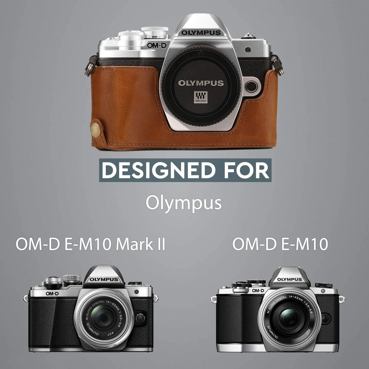 MegaGear MG971 Mezza Custodia Olympus E-M10 Marrone Chiaro