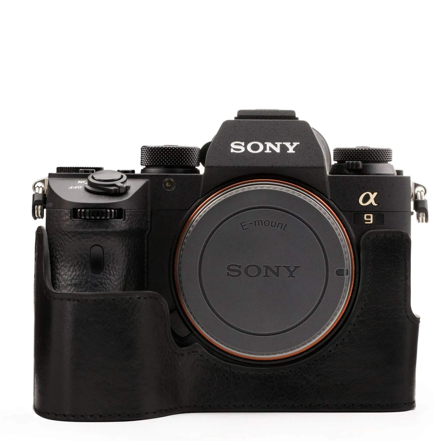 MegaGear 1243 Mezza Custodia Vera Pelle Nera Sony A7 III A9 A7R III