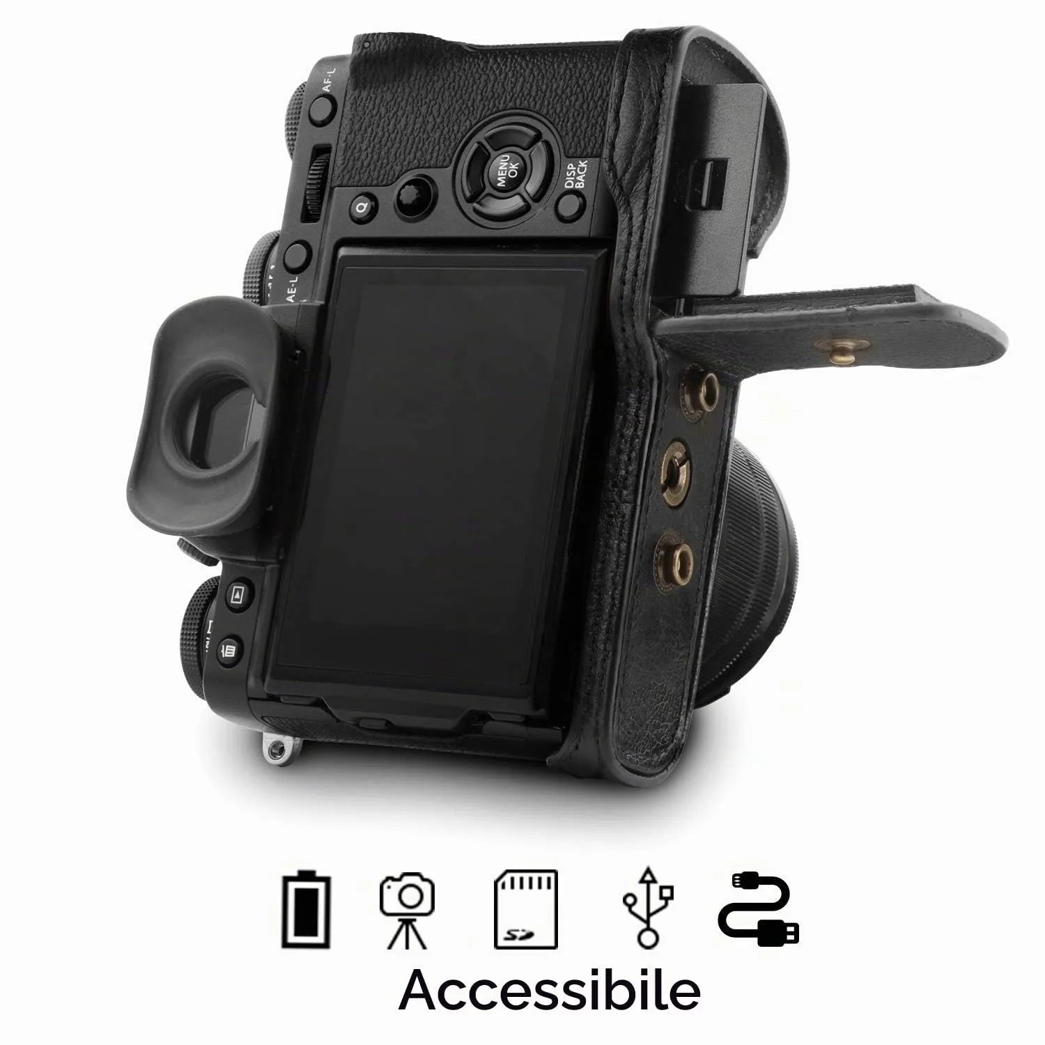 MegaGear MG1550 Custodia Pelle Fujifilm X-T3 Nera Antiurto