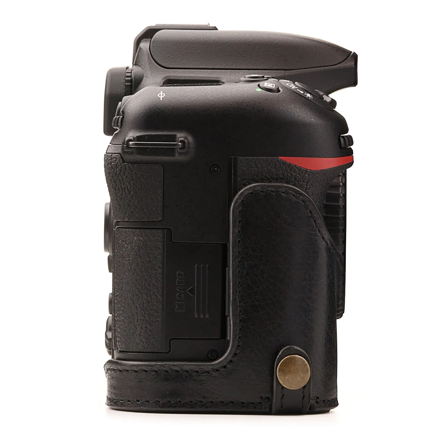MegaGear Custodia in vera pelle Nikon D7500 mezza con batteria