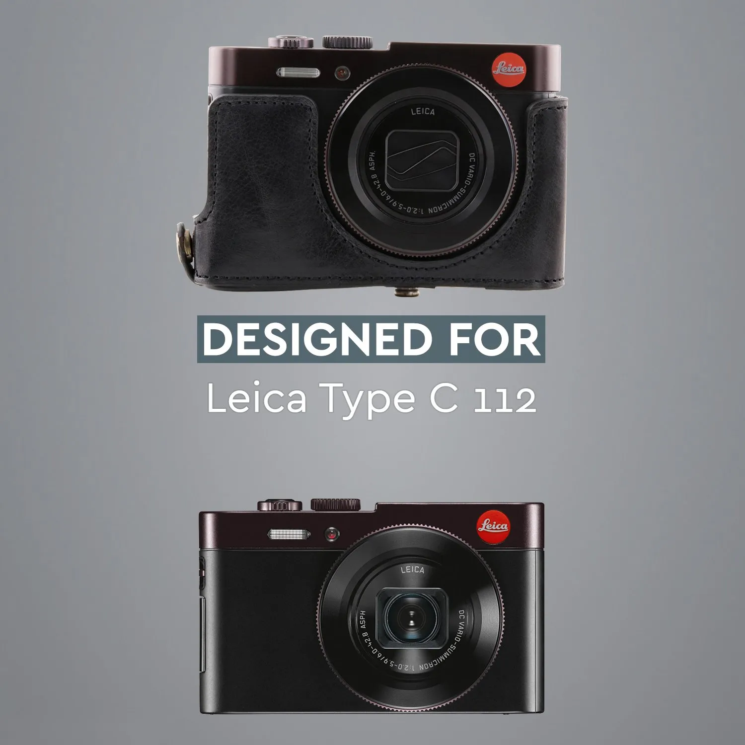 MegaGear MG1286 Ever Ready Custodia Leica C Typ112 vera pelle nera