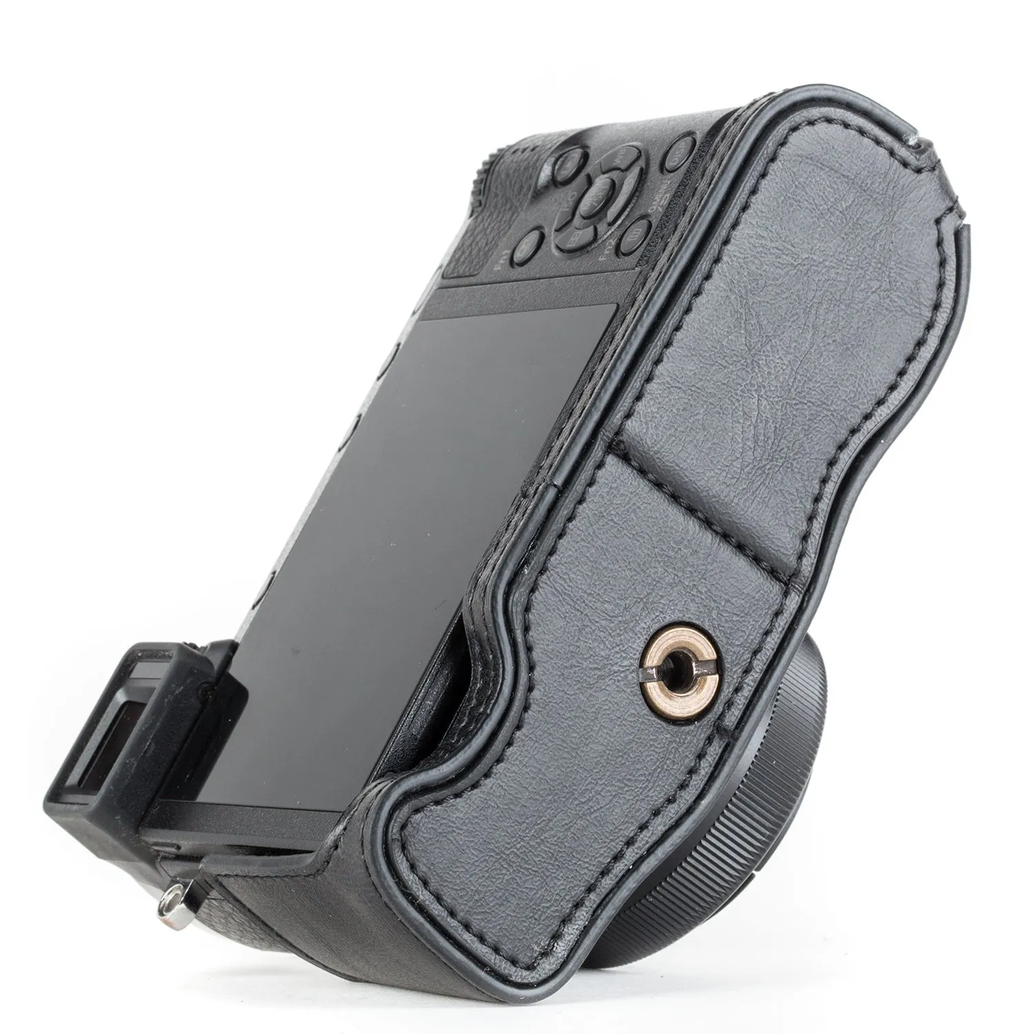 MegaGear Ever Ready Mezza Custodia GX85 GX80 Nero ecopelle
