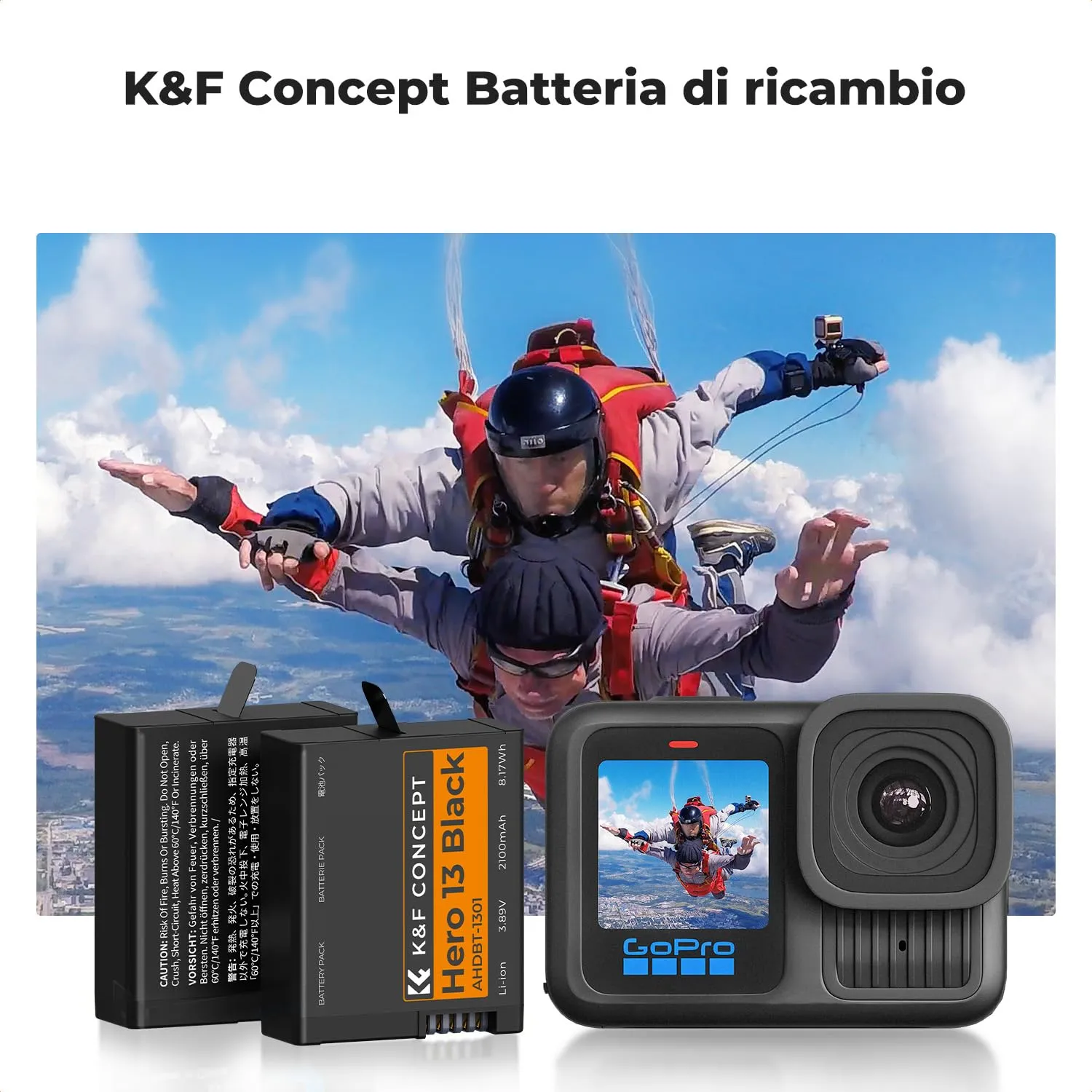 K&F Concept Hero 13 Batterie Enduro 2100mAh Kit 3+Caricatore