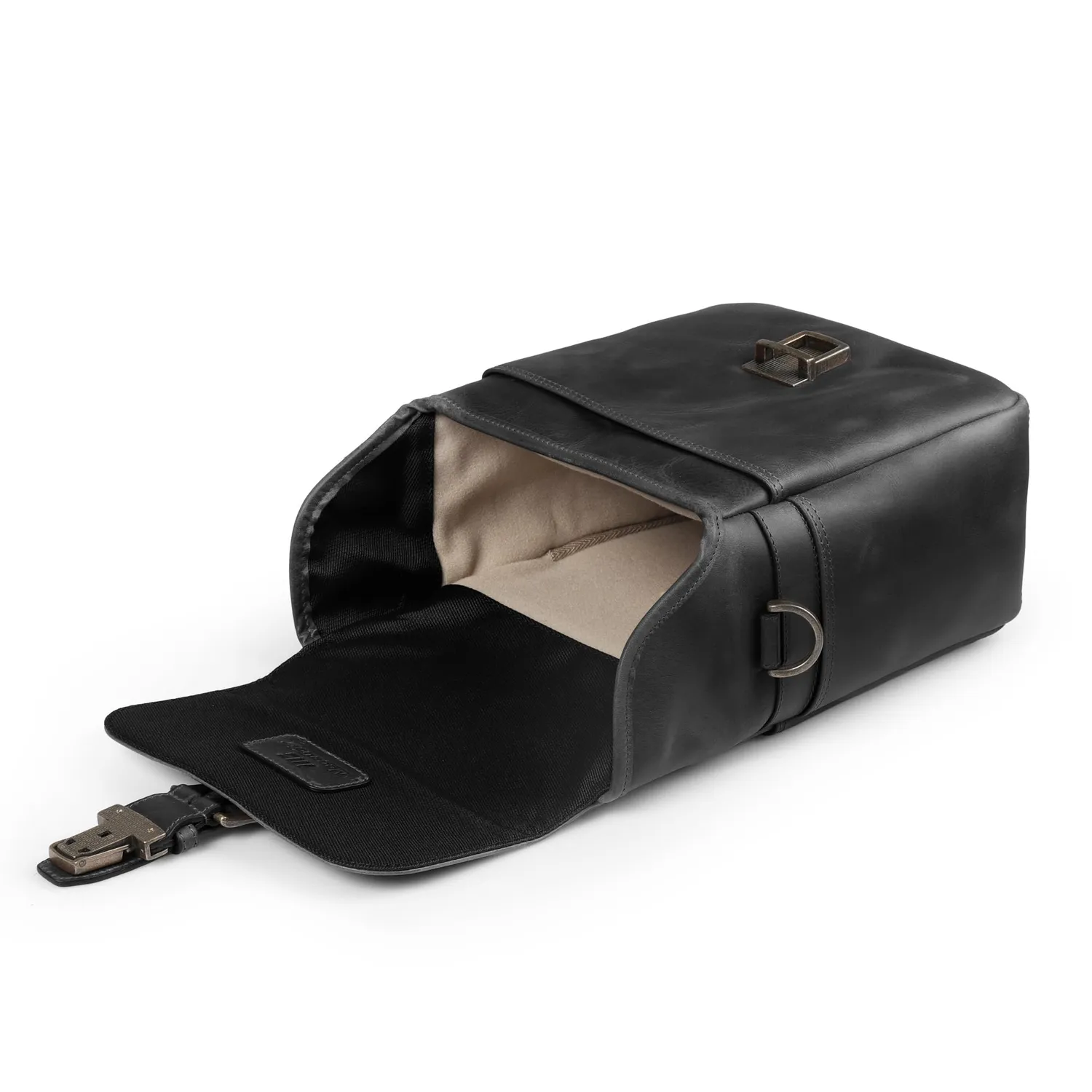 MegaGear Messenger Verticale Borsa Fotocamera Pelle Nera