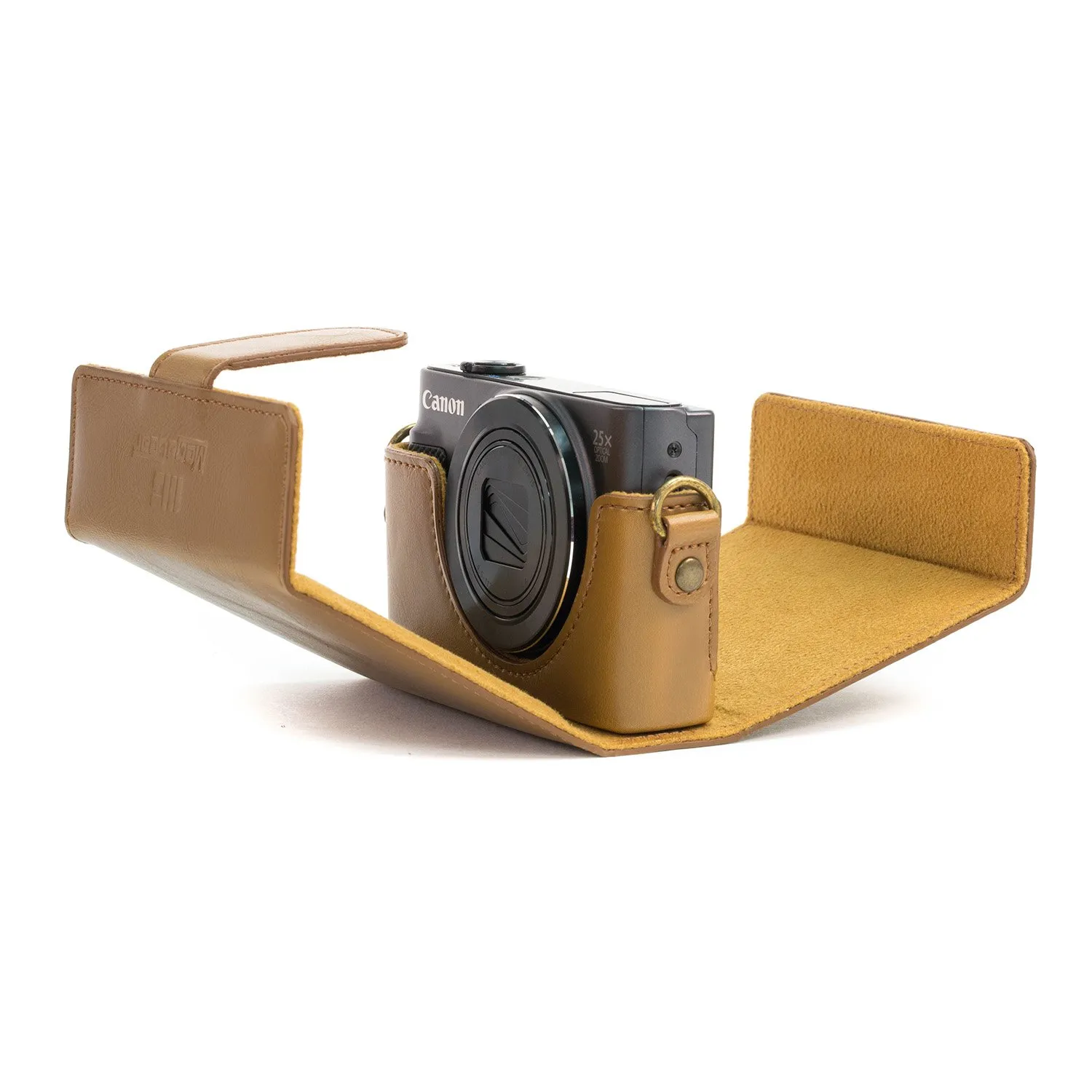 MegaGear MG694 custodia Canon G9X ecopelle marrone chiaro pronta