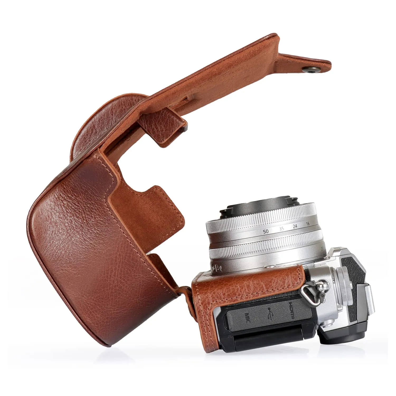 MegaGear Ever Ready Custodia Pelle Nikon Z fc Marrone 16-50mm