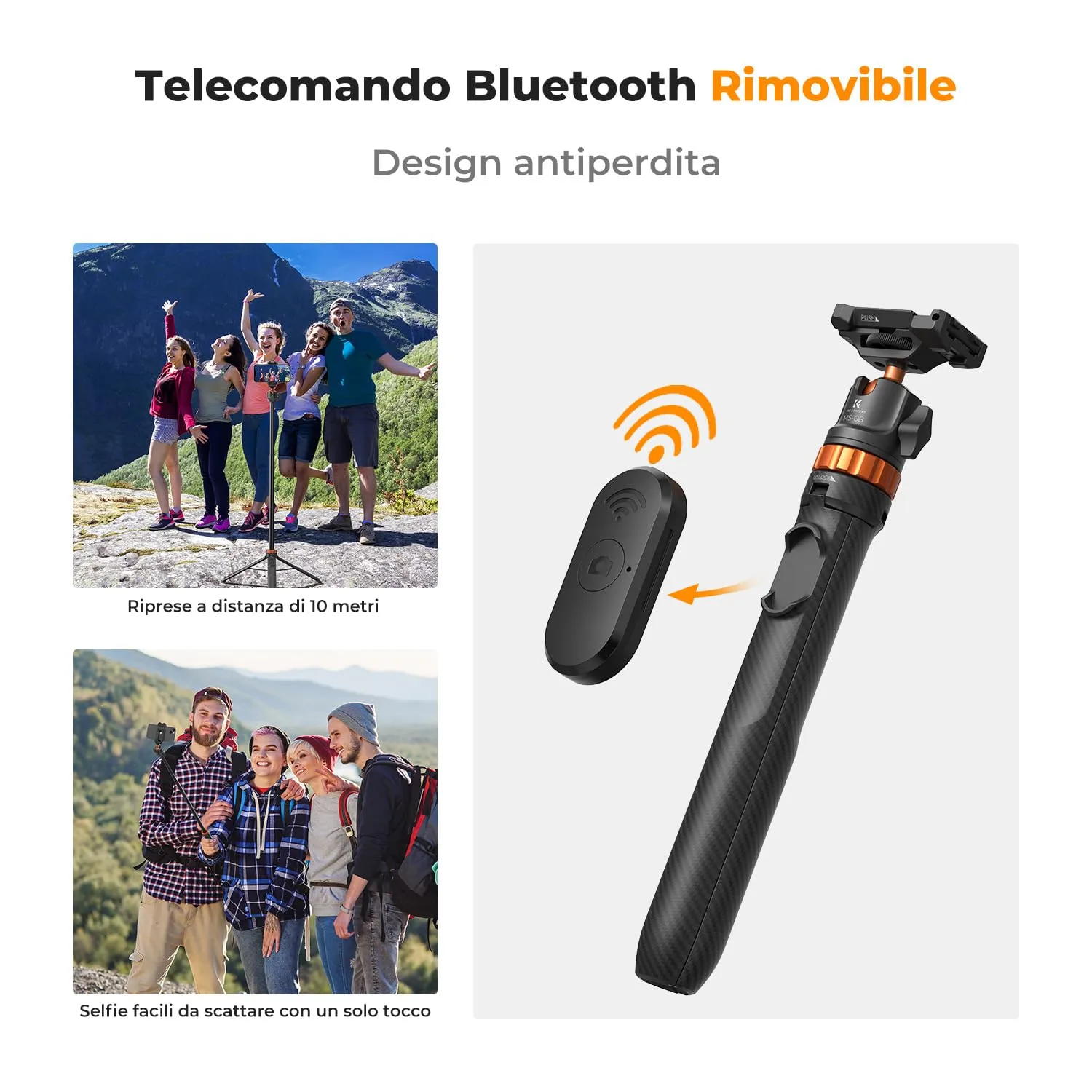 K&F Concept Treppiede Smartphone 158cm con Telecomando