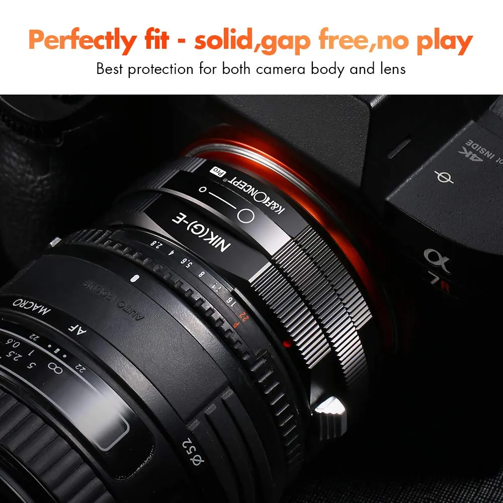 K&F Concept adattatore Nikon G/F/AI a Sony E laccato opaco