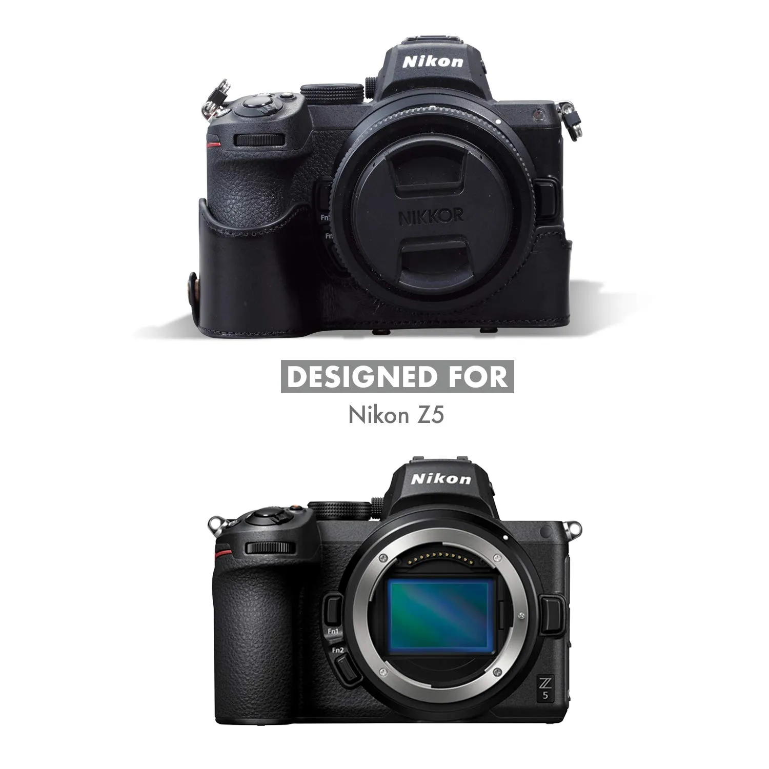MegaGear Nikon Z5 custodia fotocamera pelle vera nera
